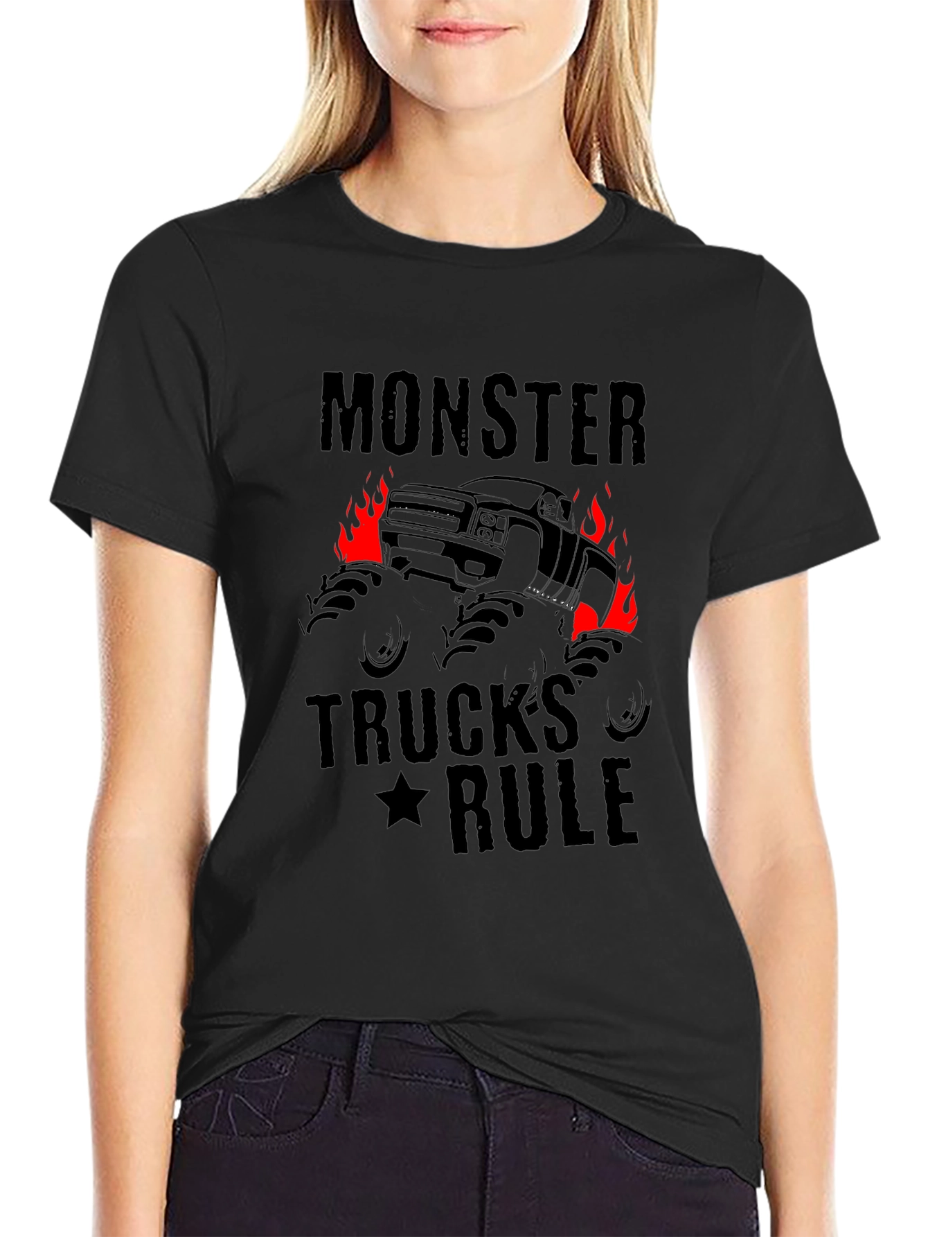 Monster Trucks Rule Graphic Black T-Shirt