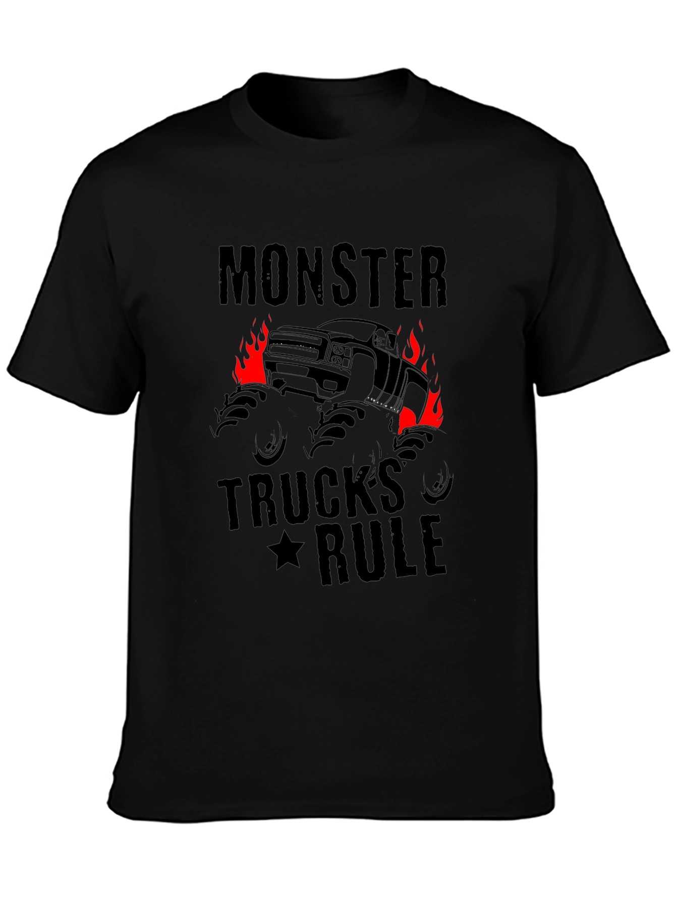 Monster Trucks Rule Graphic Black T-Shirt