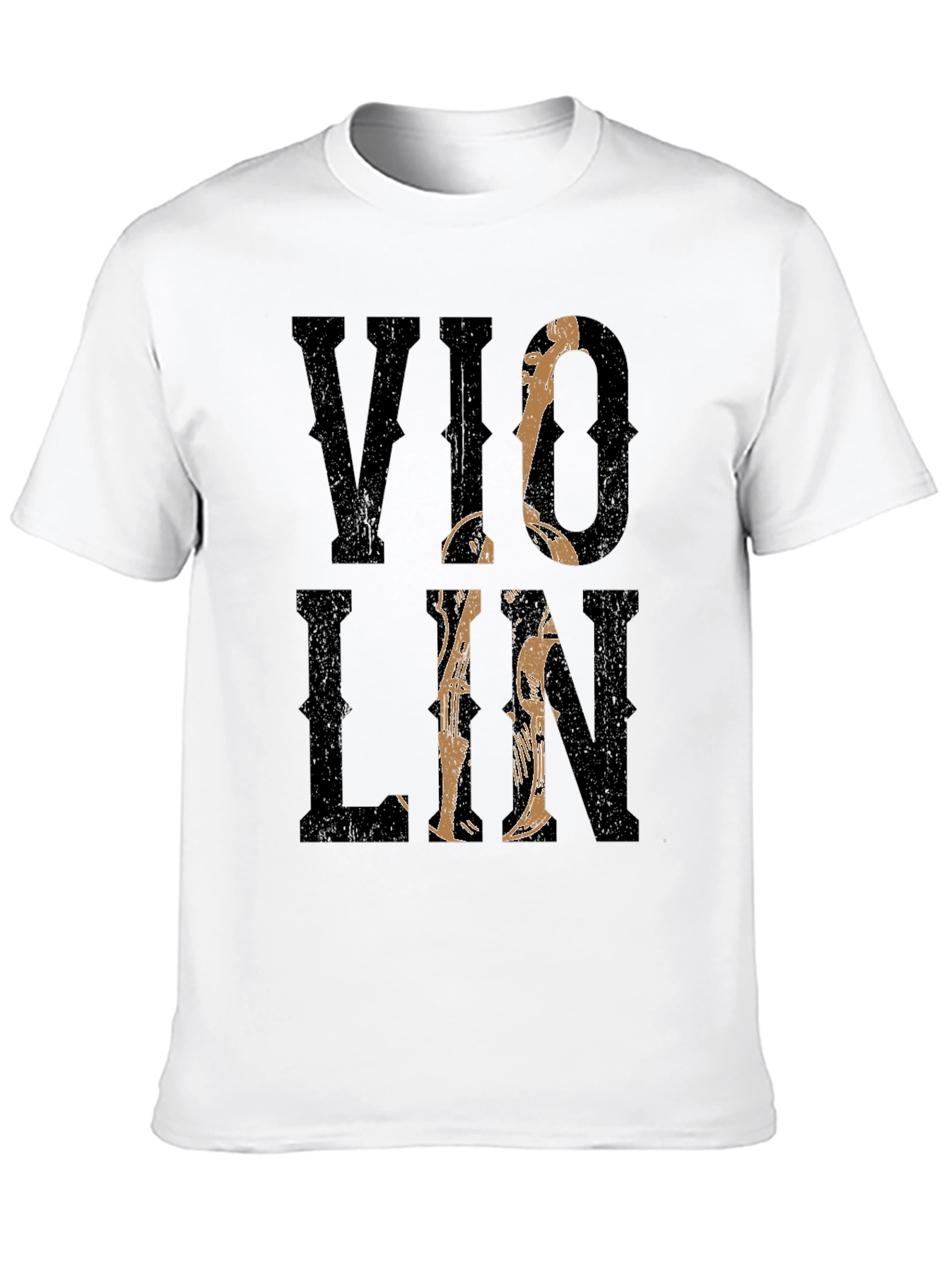 Violin Graphic Print Black T-Shirt