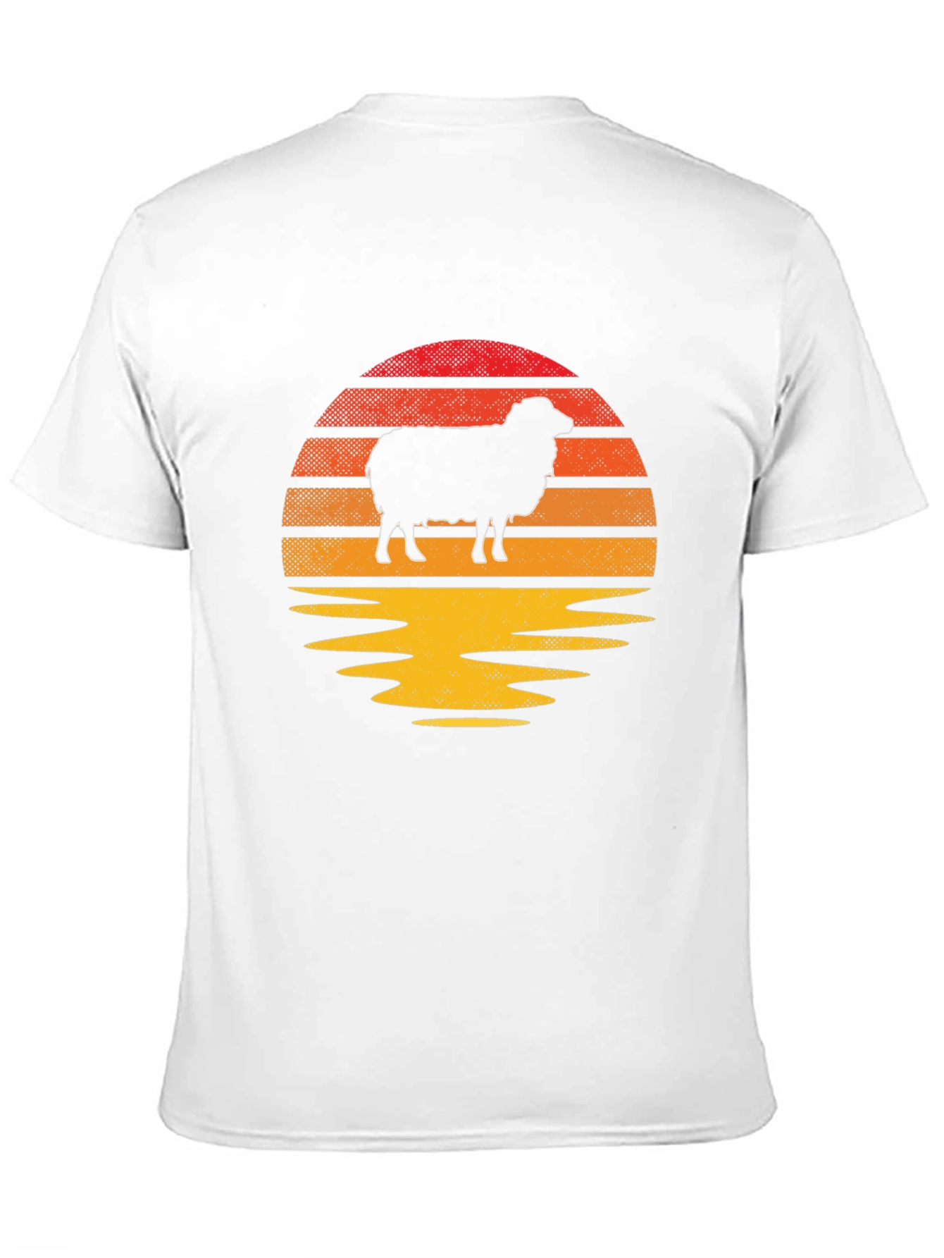 Retro Sheep Sunset Graphic Tee - Black Cotton Blend