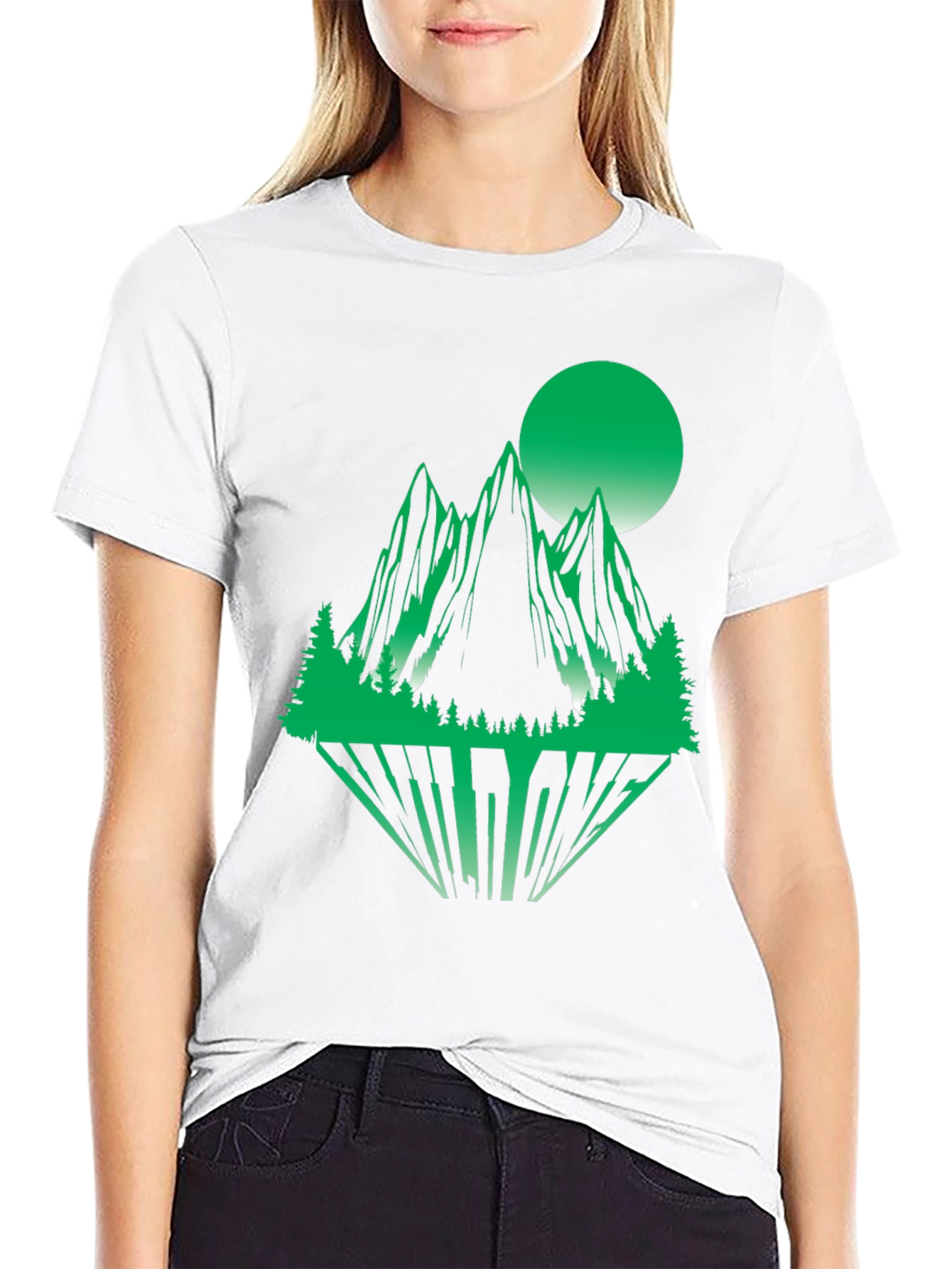 Green Mountain Graphic Print Black T-Shirt
