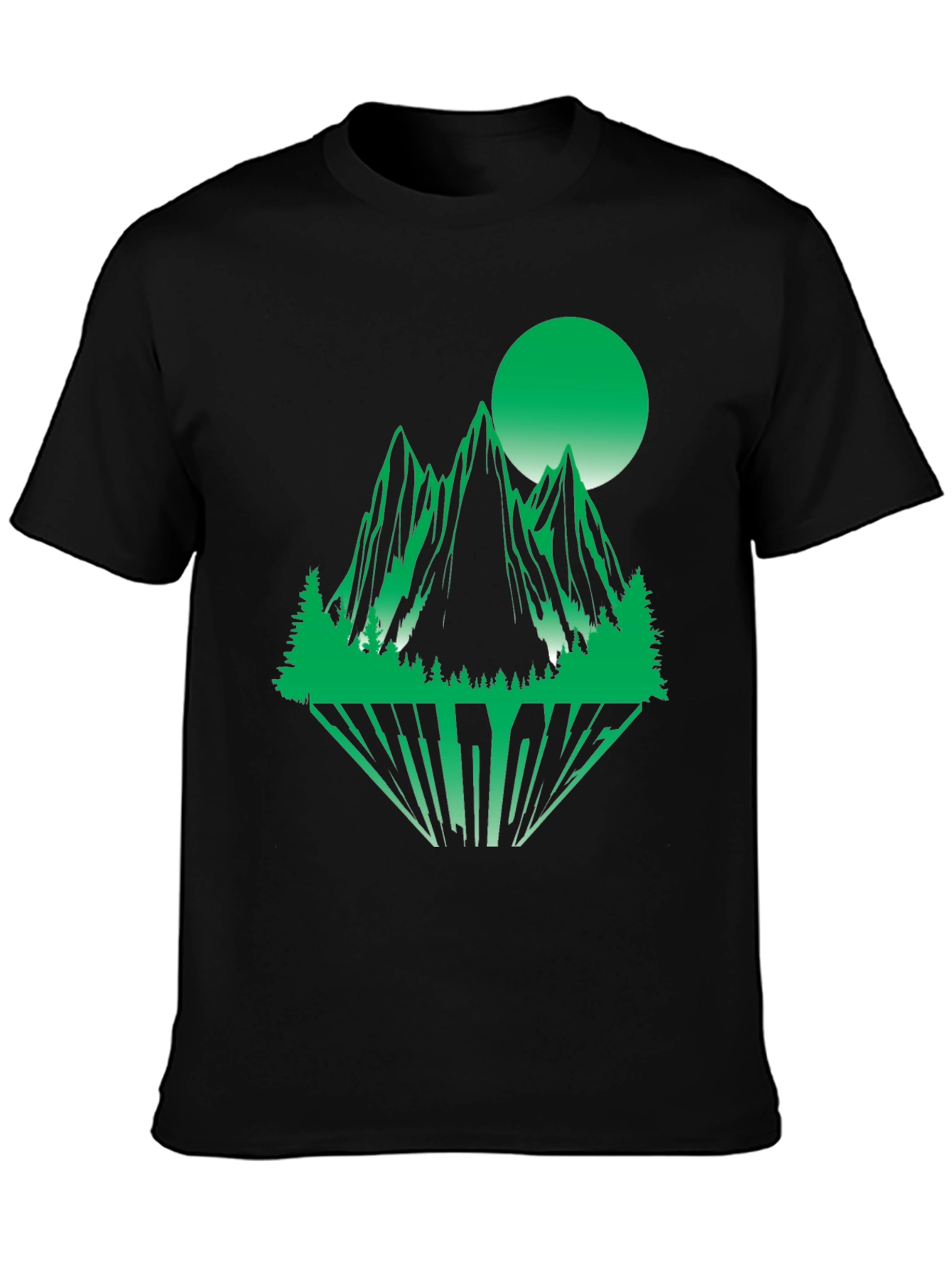 Green Mountain Graphic Print Black T-Shirt