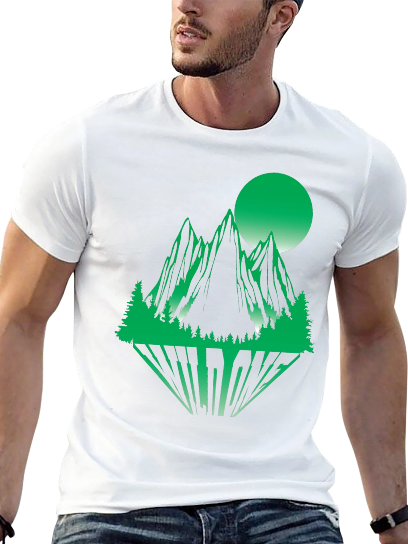 Green Mountain Graphic Print Black T-Shirt
