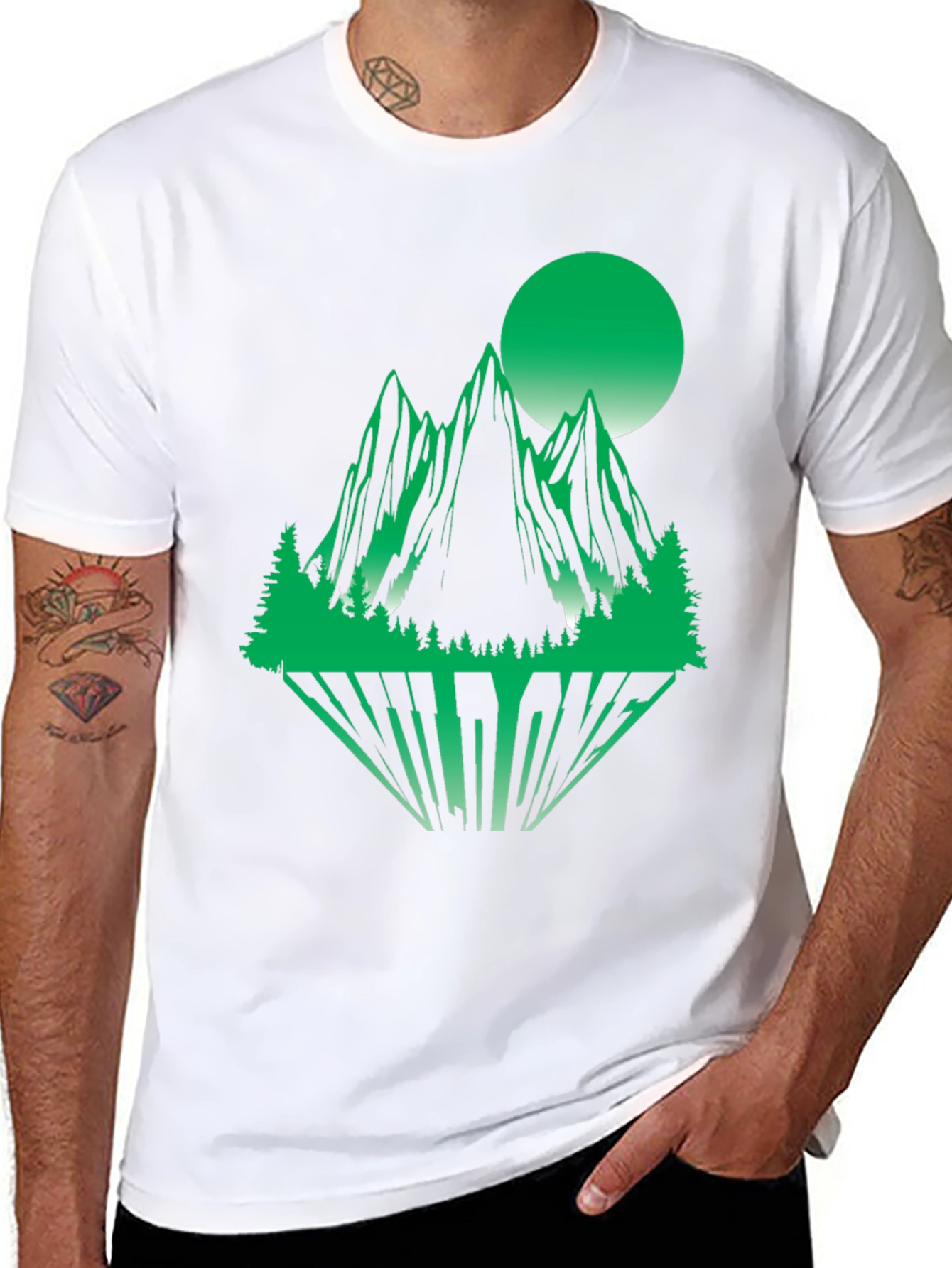 Green Mountain Graphic Print Black T-Shirt