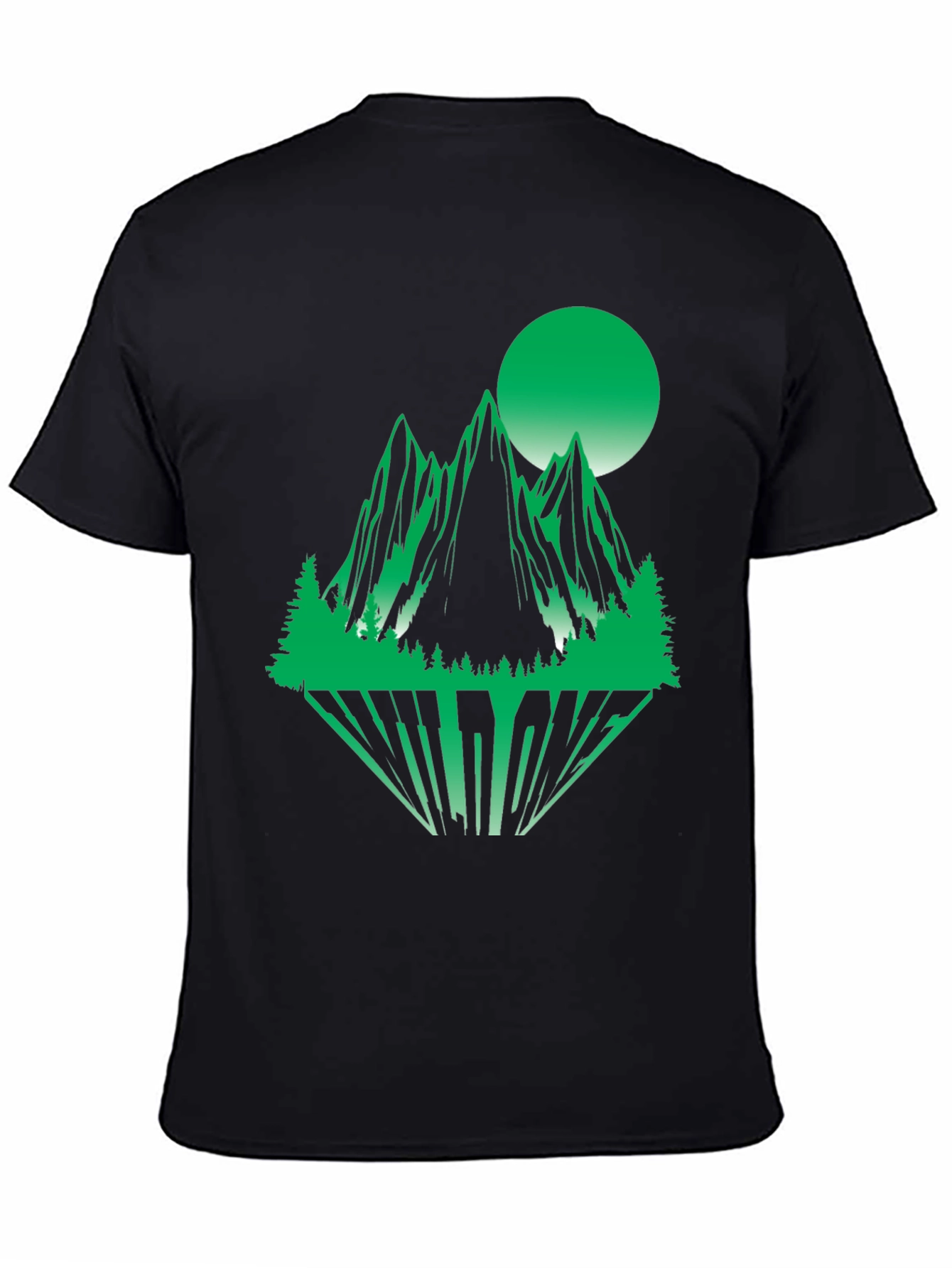 Green Mountain Graphic Print Black T-Shirt