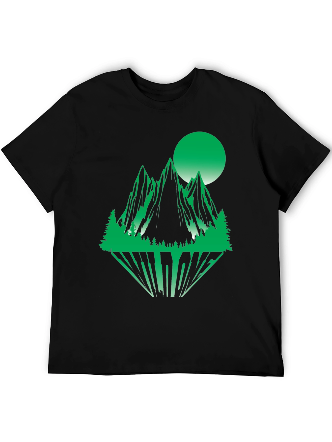 Green Mountain Graphic Print Black T-Shirt