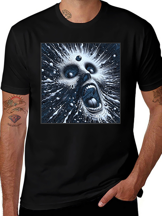 Abstract Screaming Face Black T-Shirt