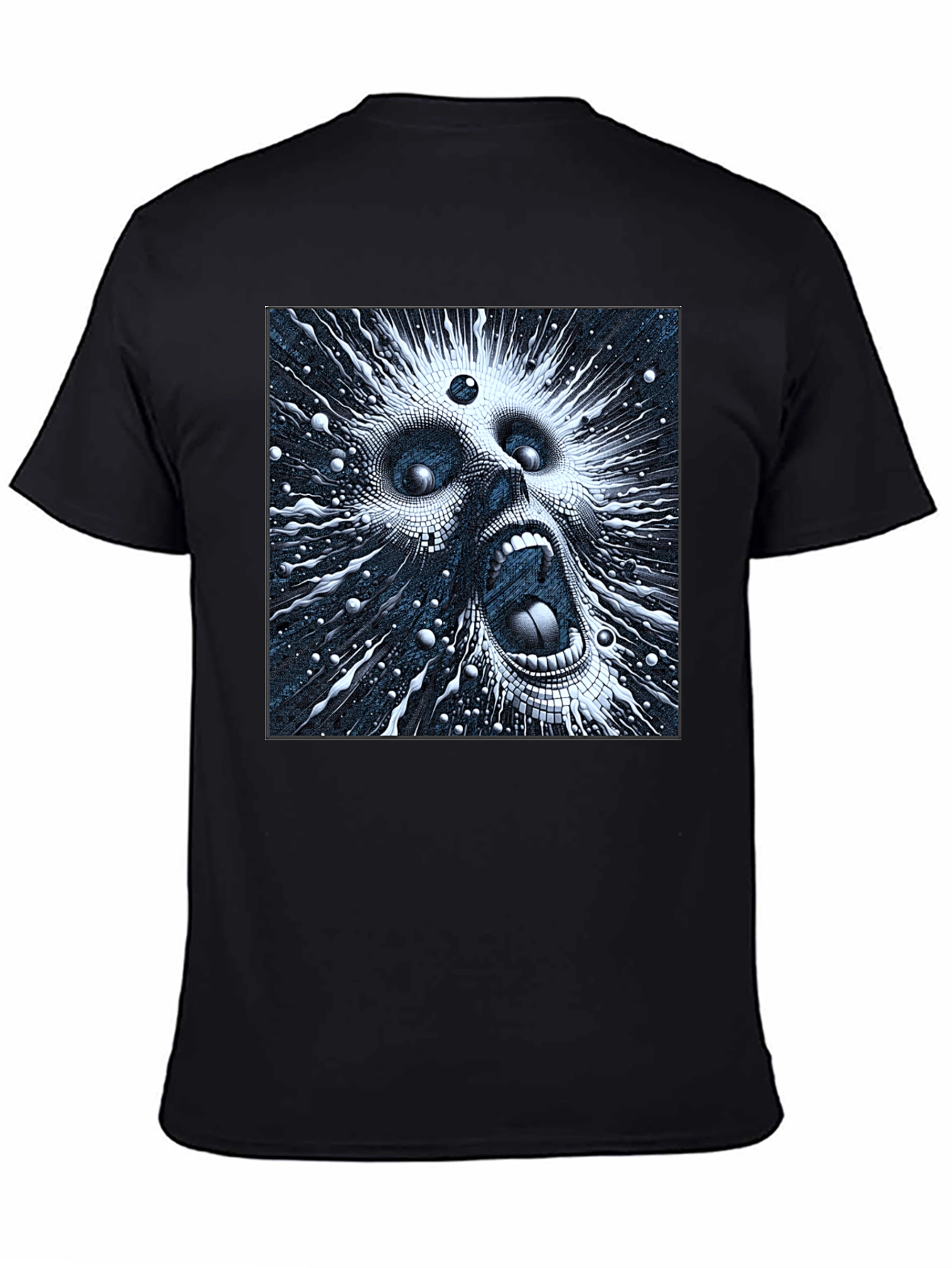 Abstract Screaming Face Black T-Shirt