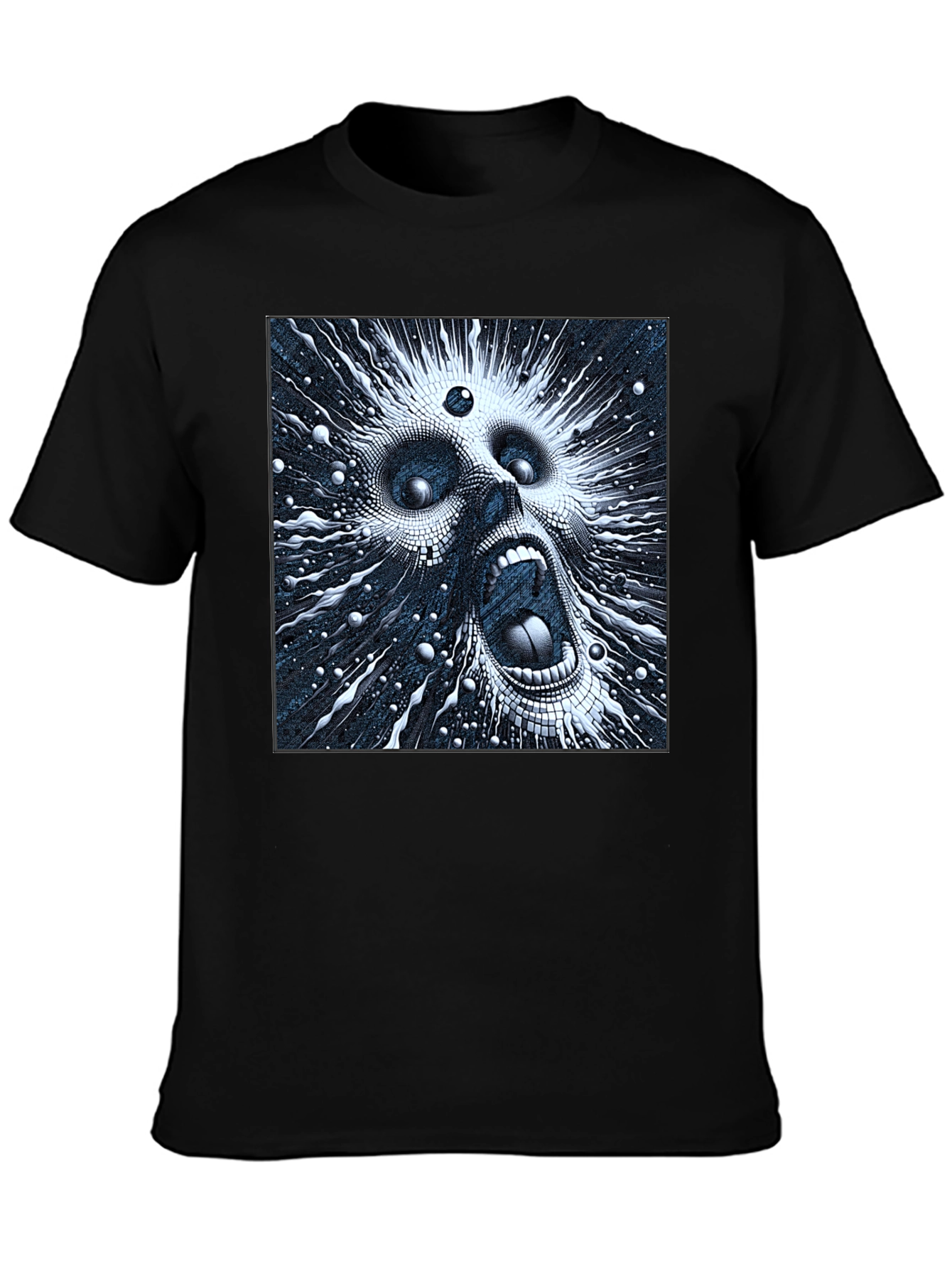 Abstract Screaming Face Black T-Shirt