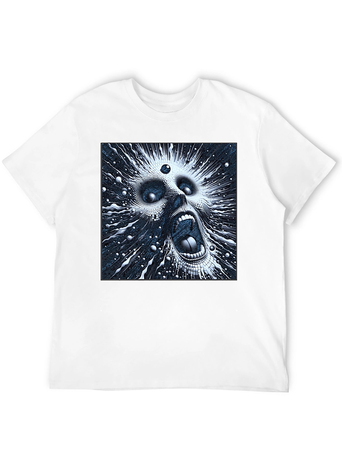 Abstract Screaming Face Black T-Shirt