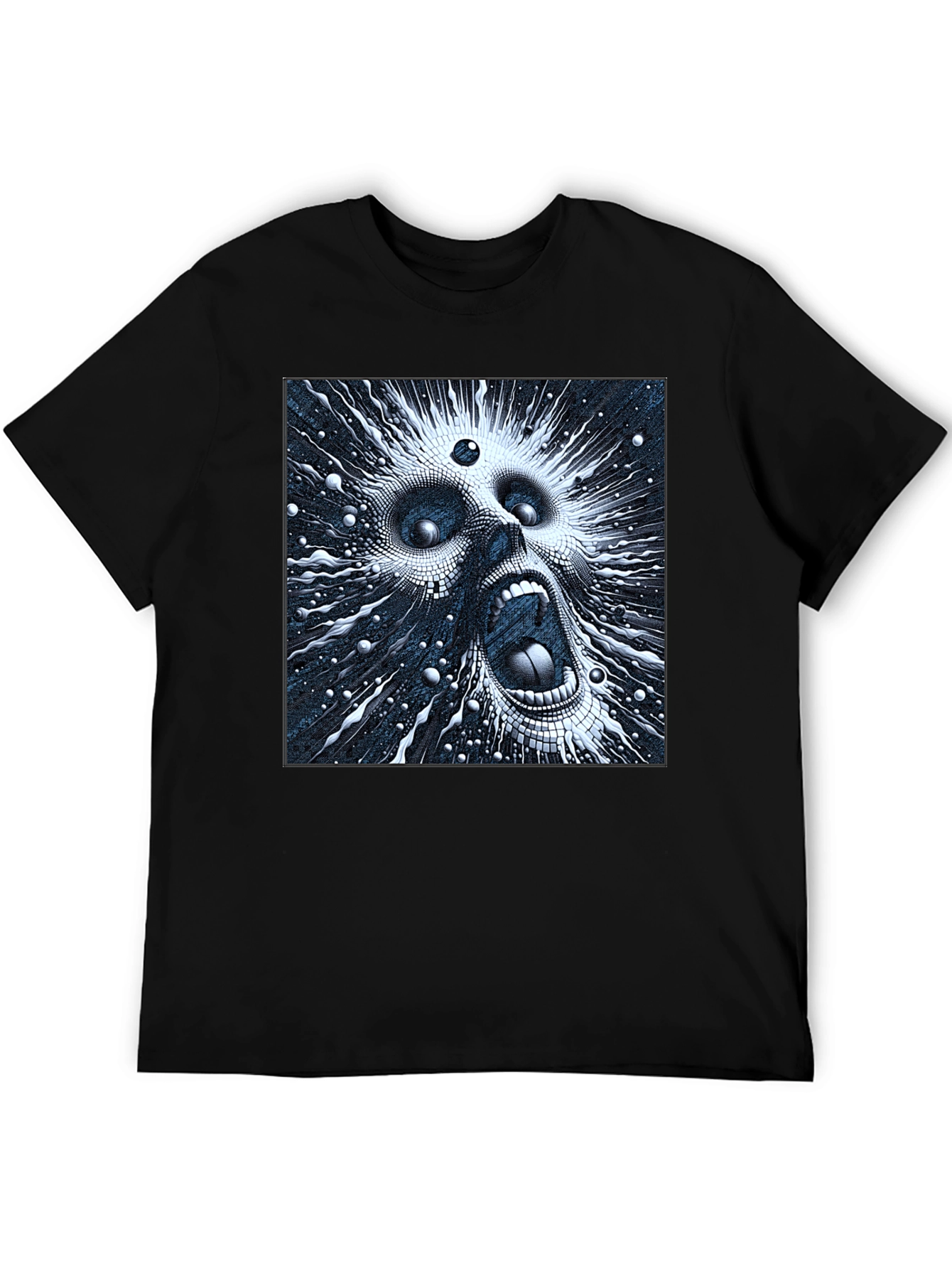 Abstract Screaming Face Black T-Shirt