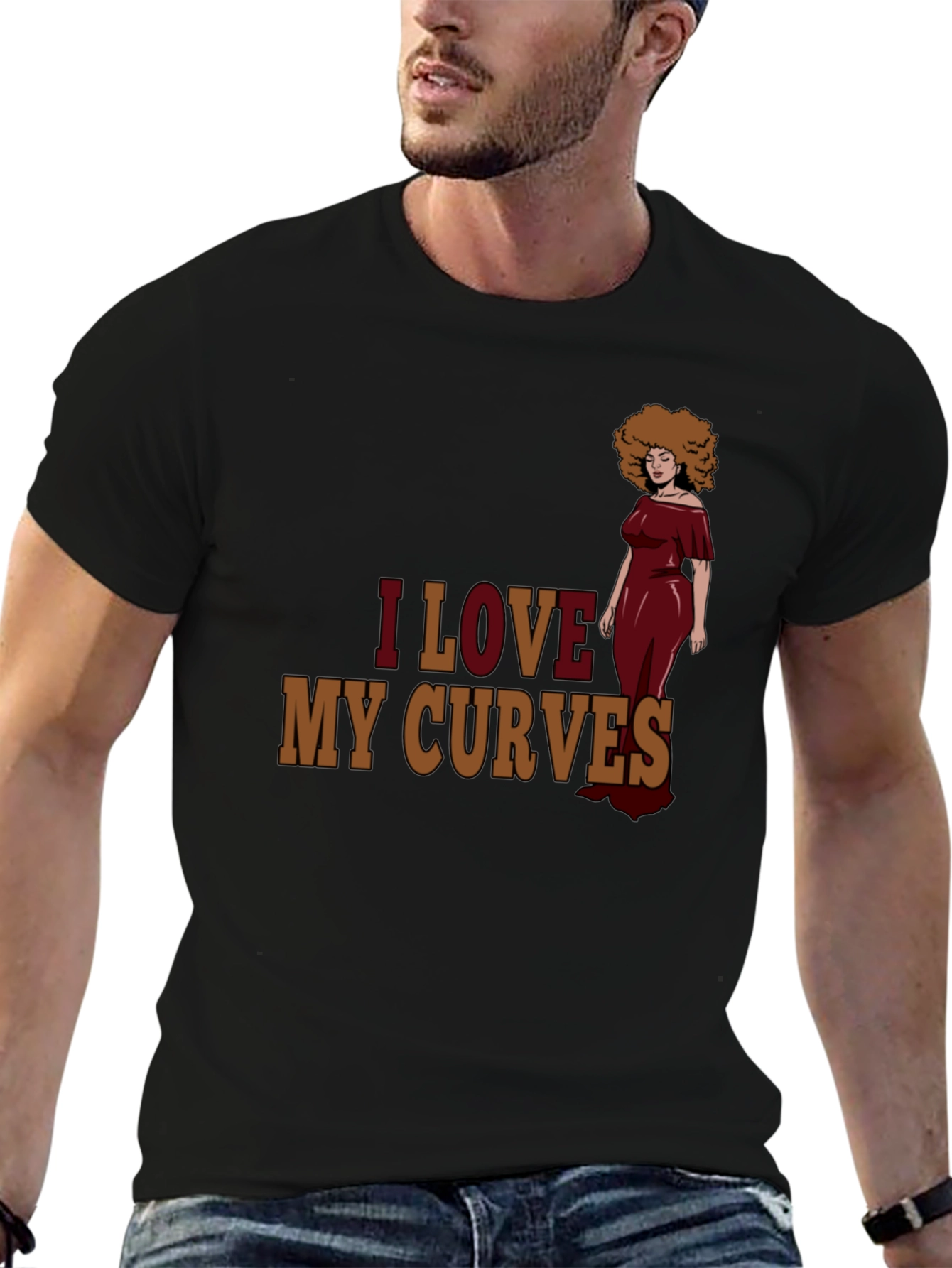 I Love My Curves Graphic T-Shirt - Black