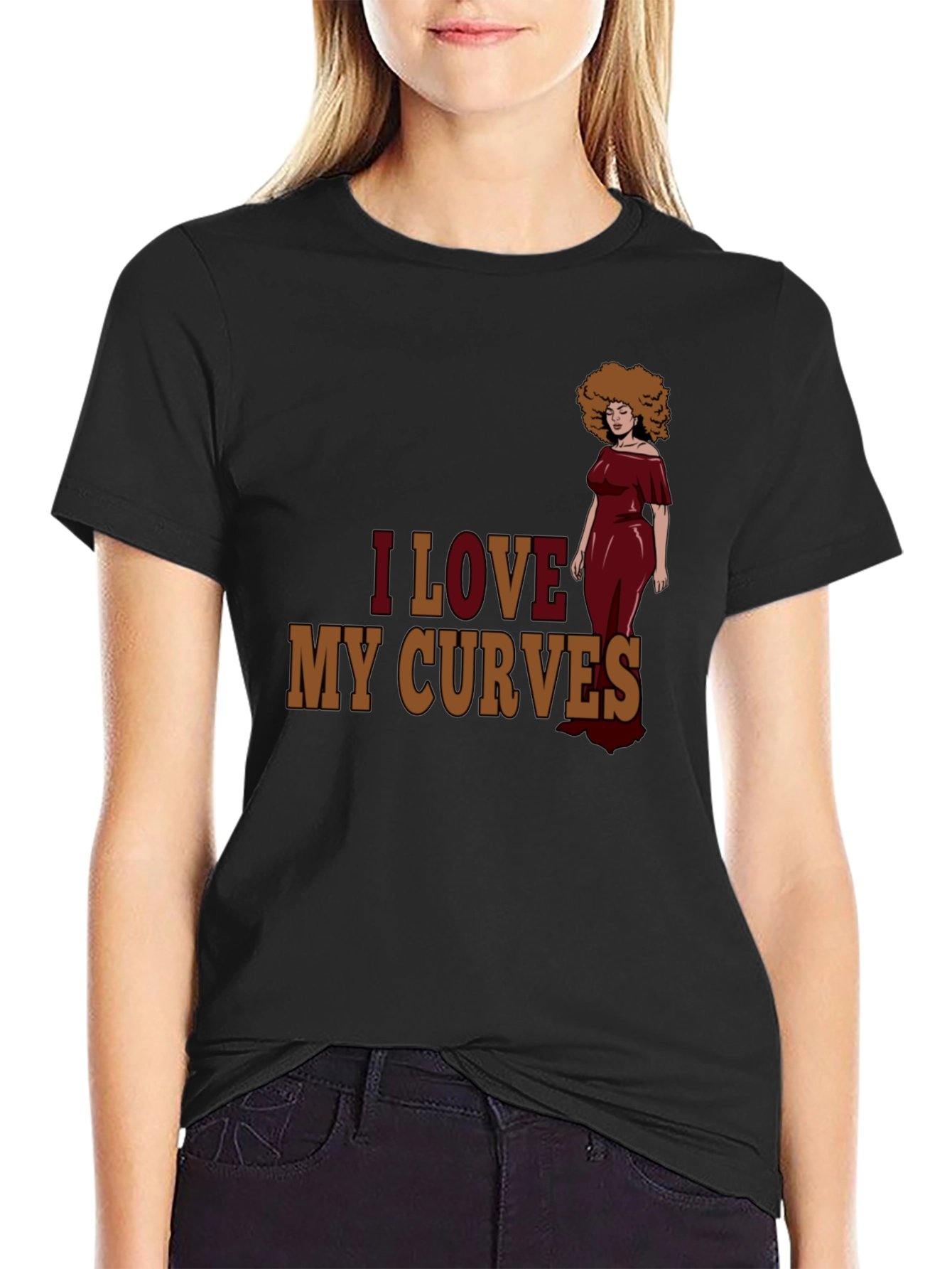I Love My Curves Graphic T-Shirt - Black