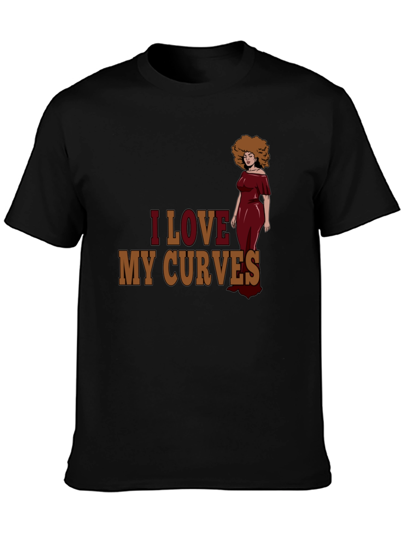I Love My Curves Graphic T-Shirt - Black
