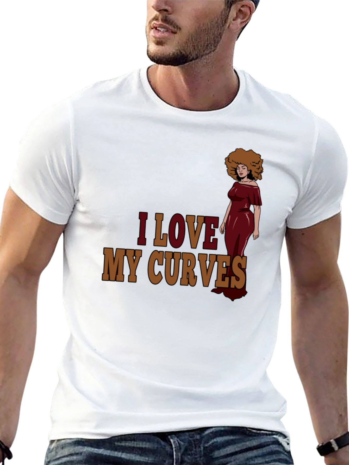 I Love My Curves Graphic T-Shirt - Black