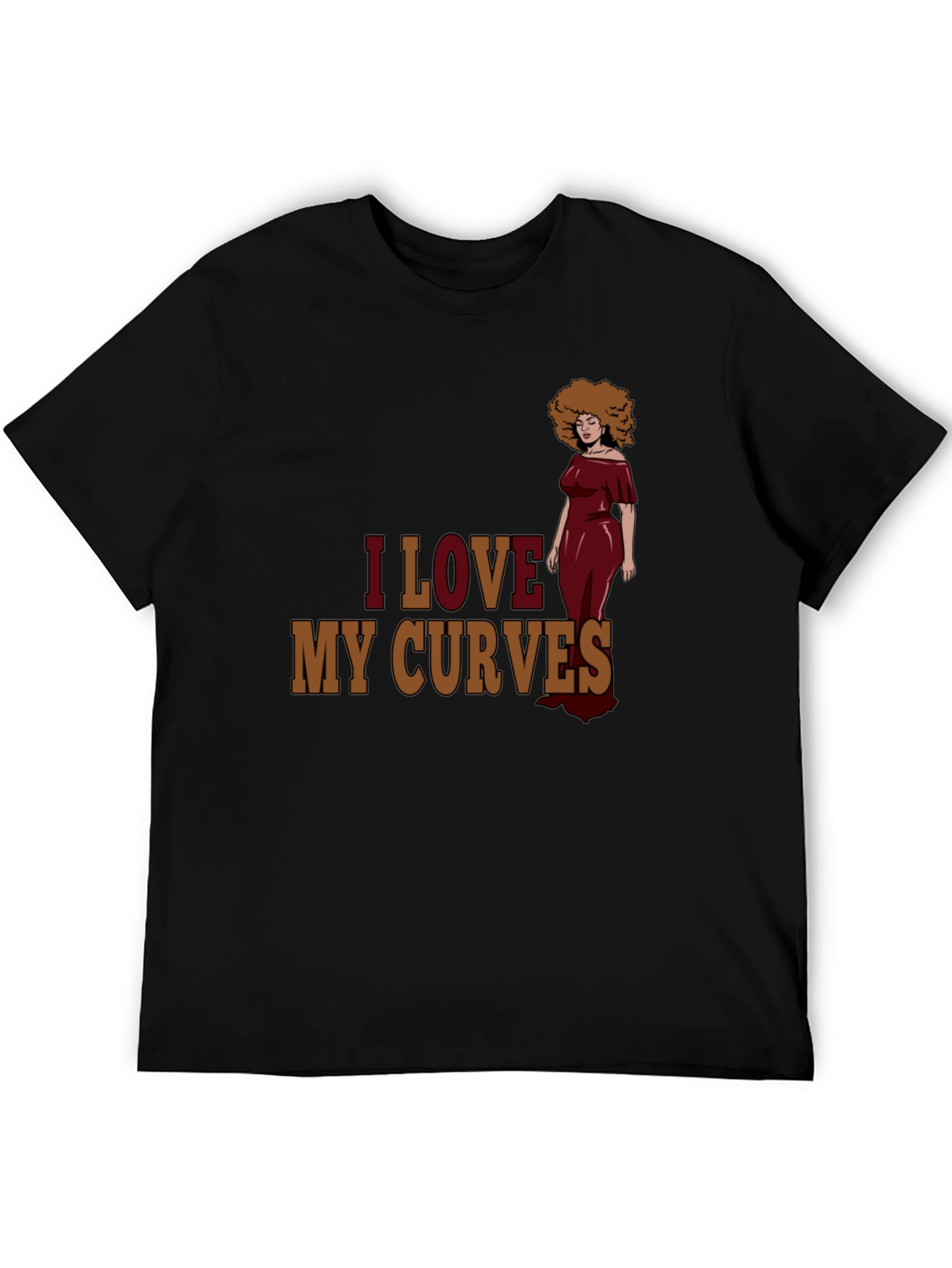 I Love My Curves Graphic T-Shirt - Black