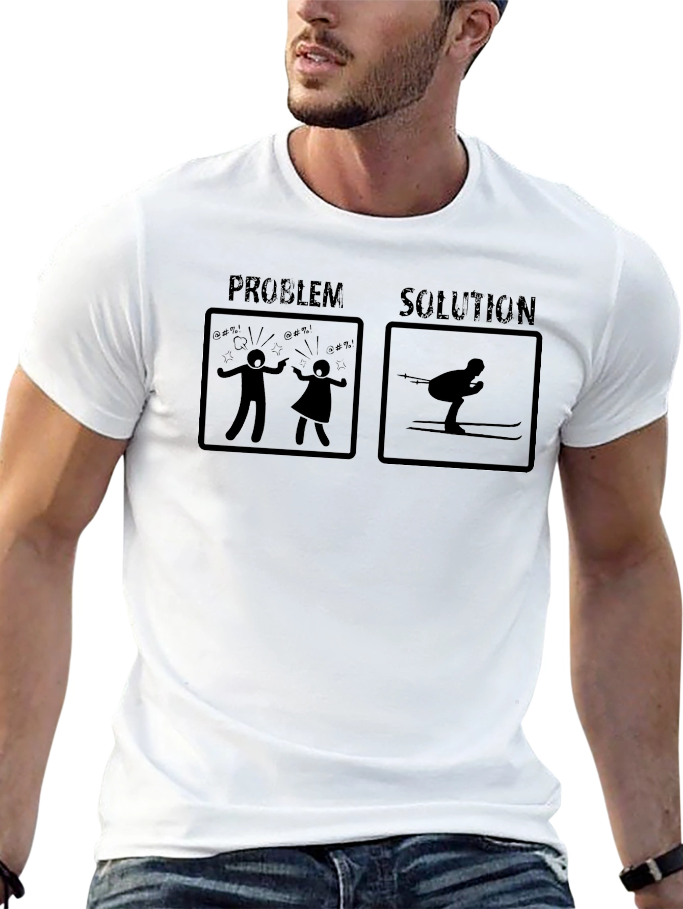 Problem Solution Skiing T-Shirt Funny Ski Gift