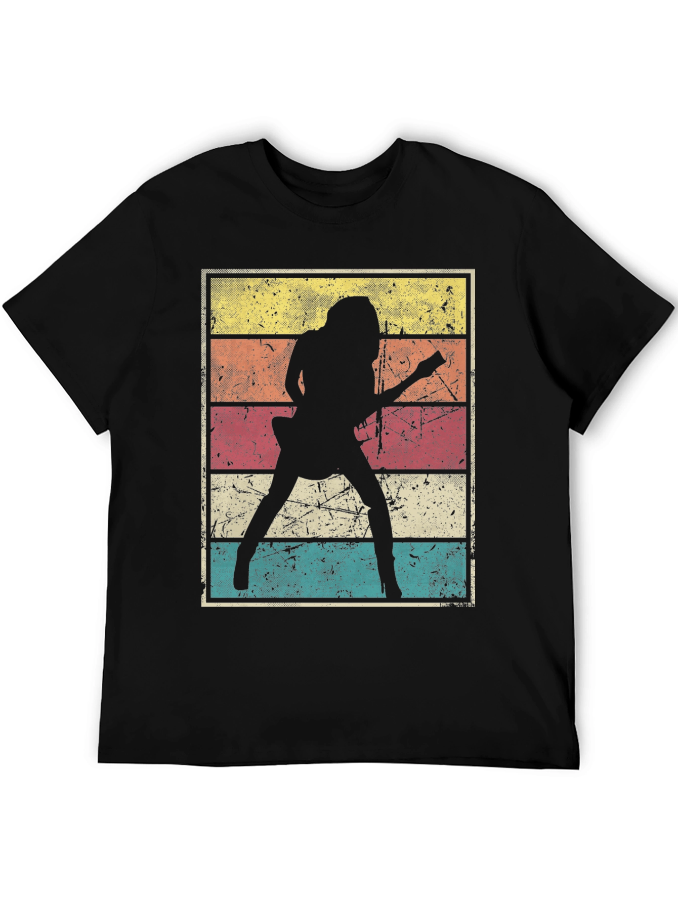Retro Guitarist Graphic T-Shirt - Black