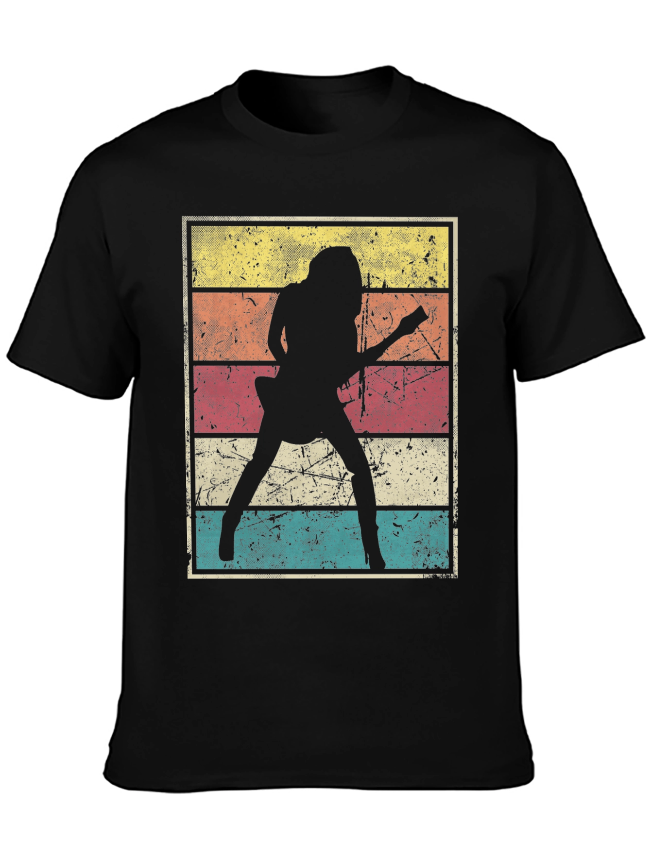 Retro Guitarist Graphic T-Shirt - Black