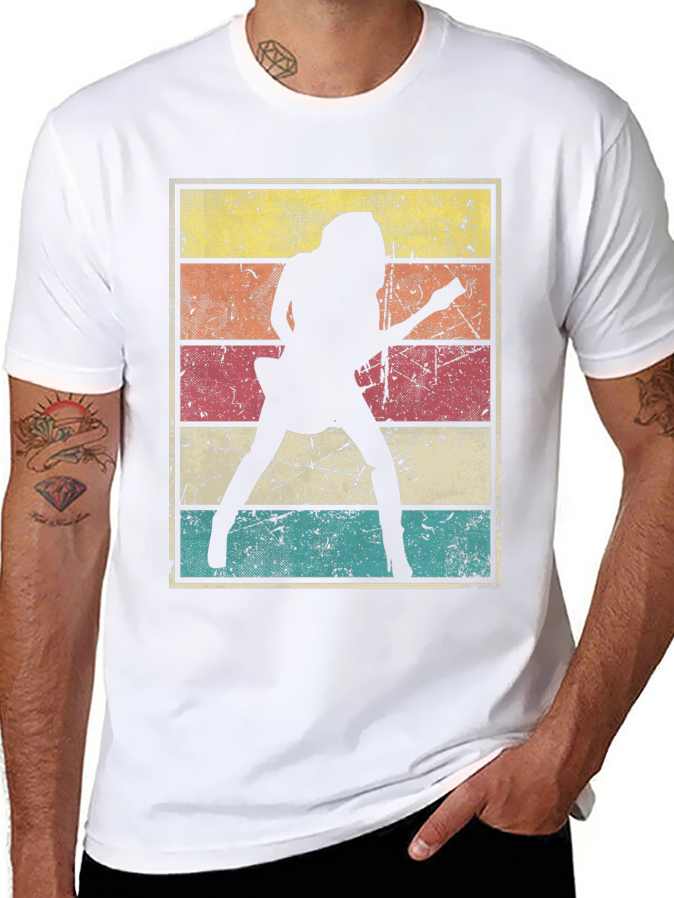 Retro Guitarist Graphic T-Shirt - Black