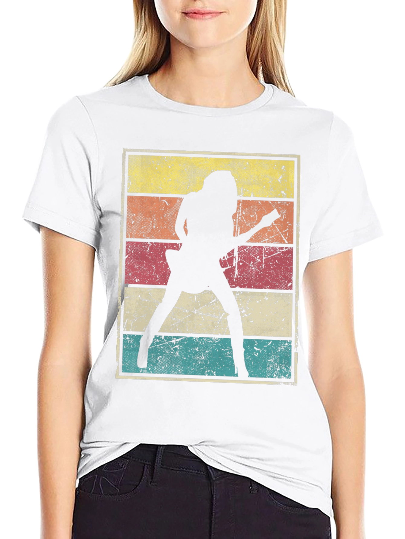 Retro Guitarist Graphic T-Shirt - Black