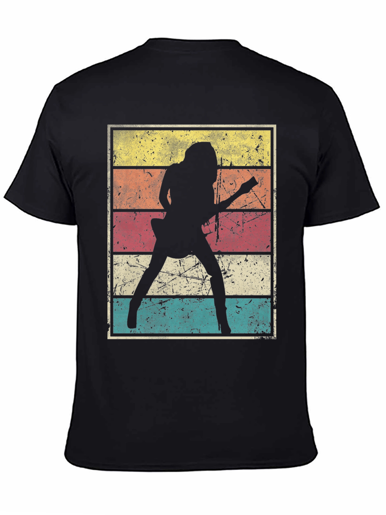 Retro Guitarist Graphic T-Shirt - Black