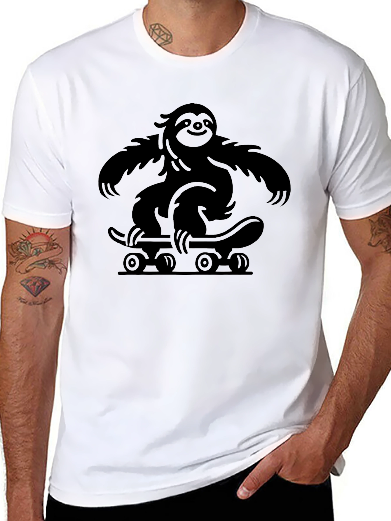 Sloth Skateboard T-Shirt - Cool Graphic Tee