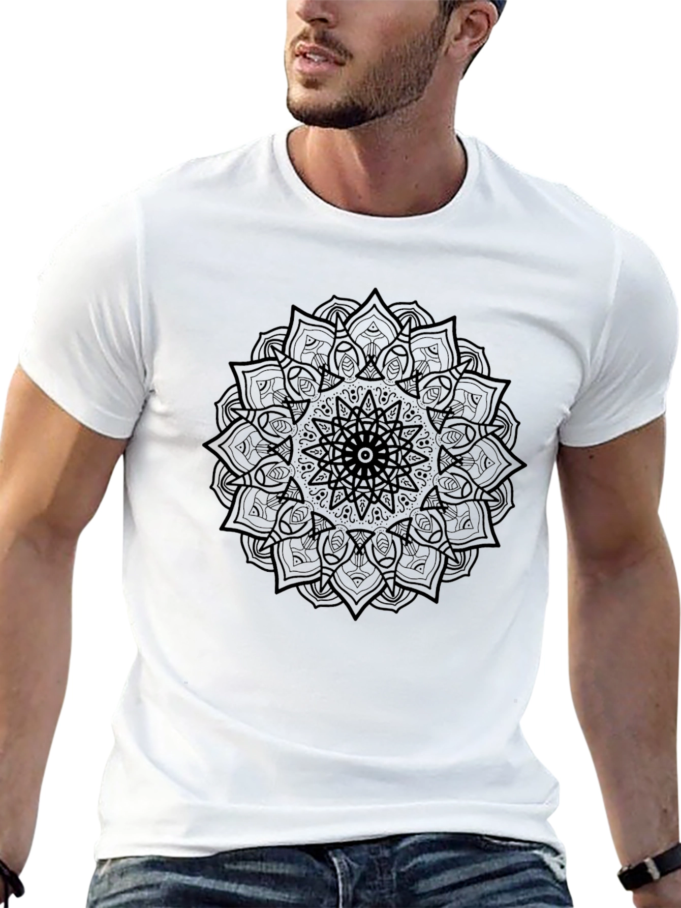 Mandala Graphic Tee - Black Cotton T-Shirt
