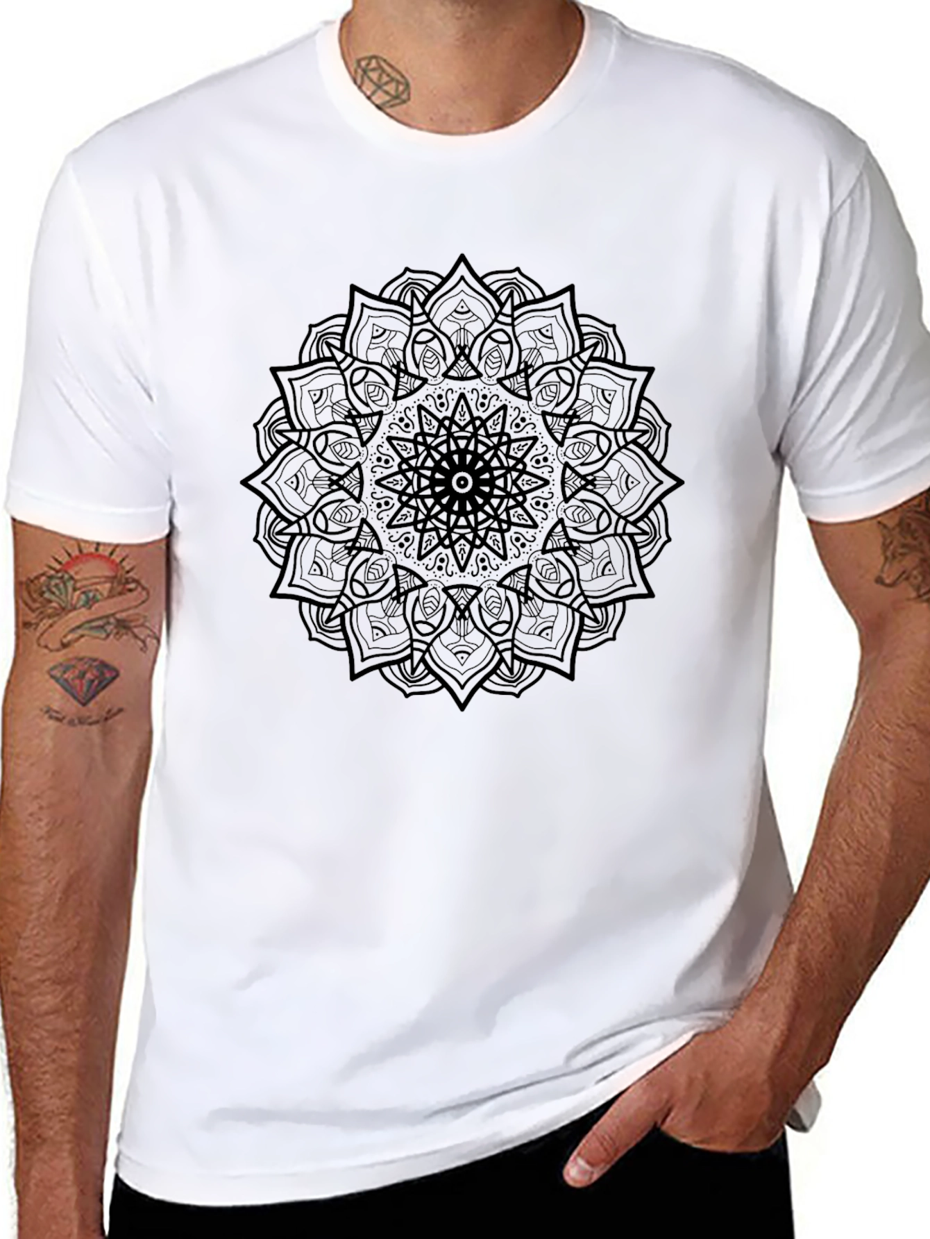 Mandala Graphic Tee - Black Cotton T-Shirt