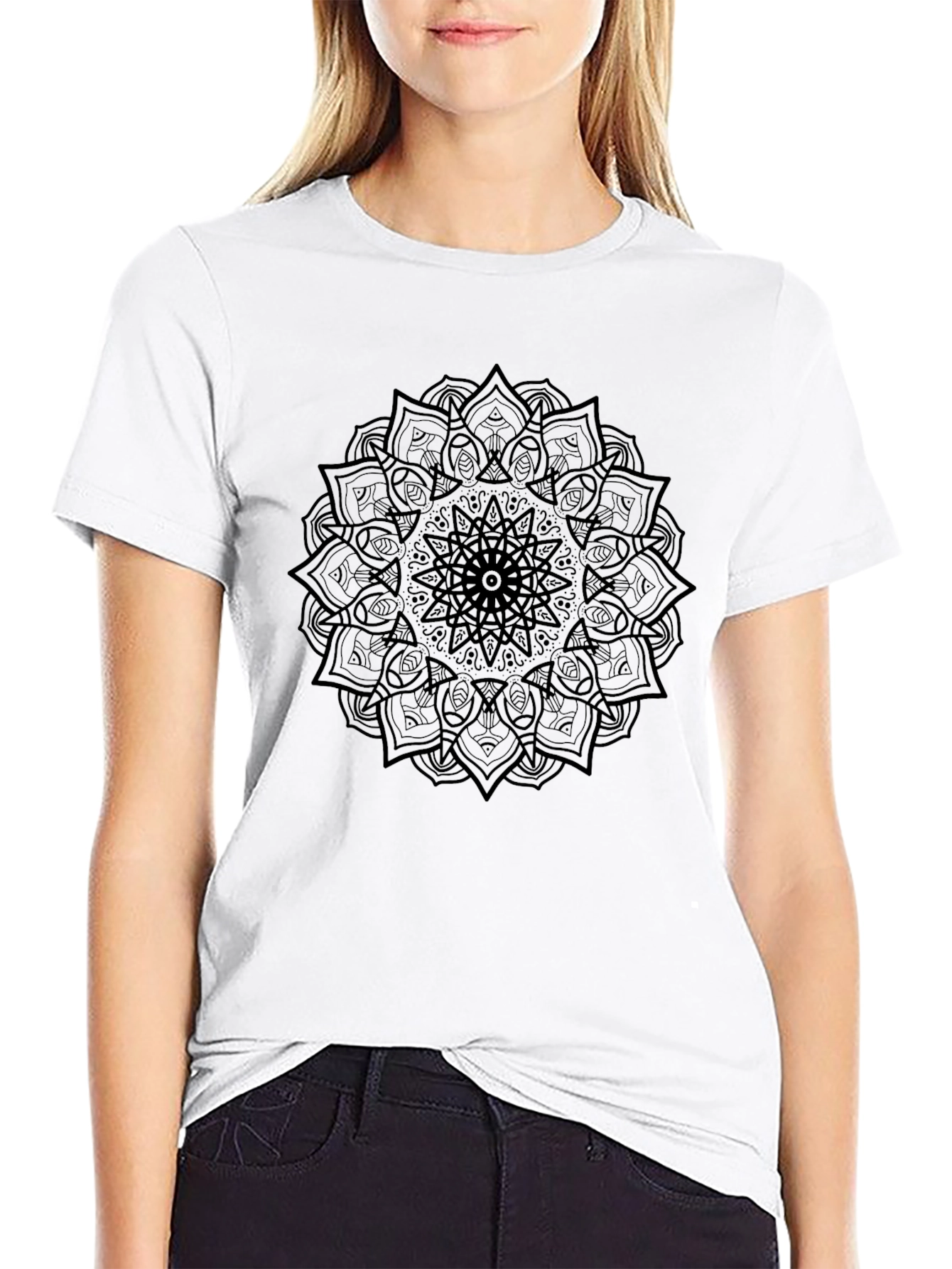 Mandala Graphic Tee - Black Cotton T-Shirt