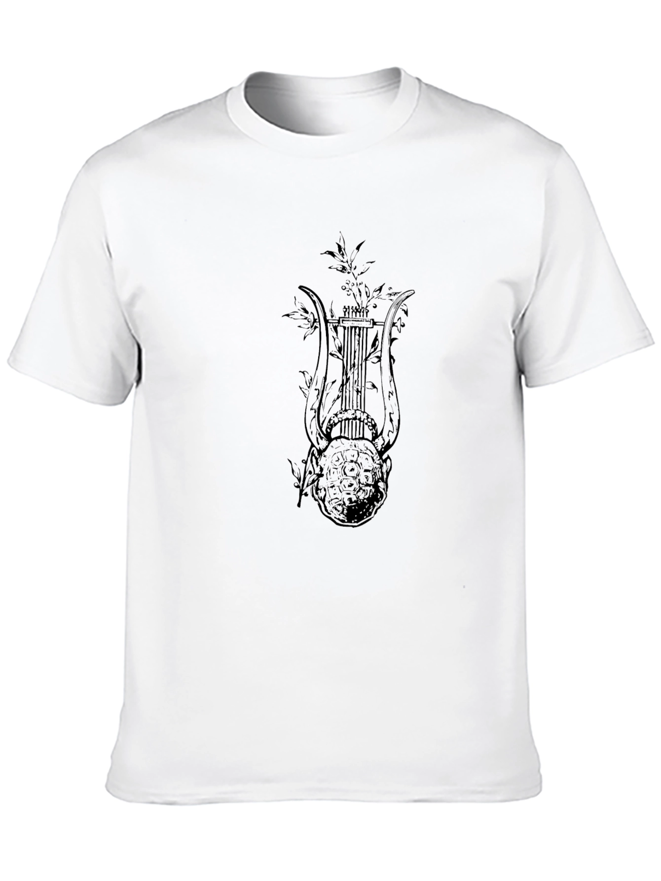 Mens Black T-Shirt with Lyre Graphic Print
