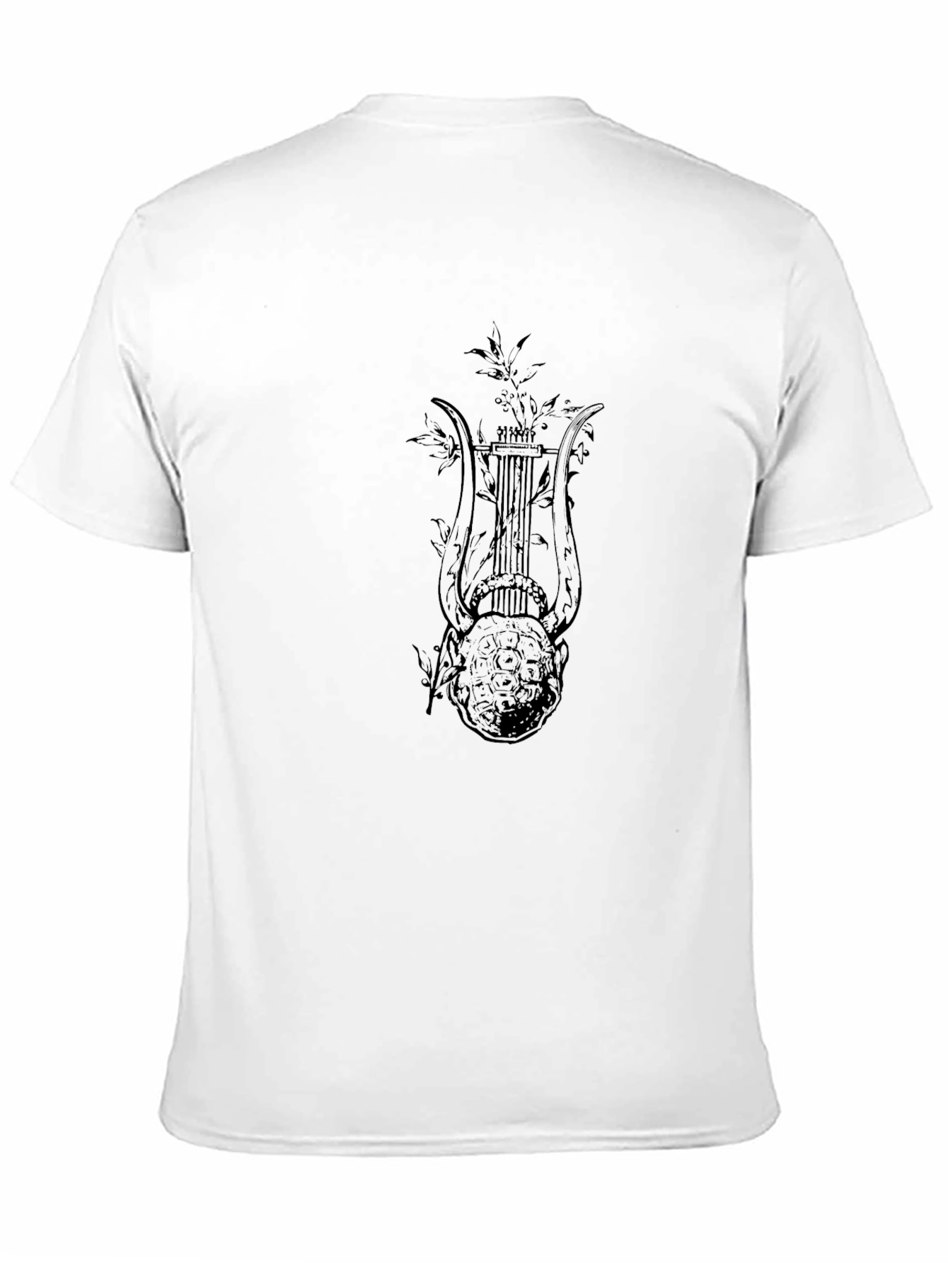 Mens Black T-Shirt with Lyre Graphic Print