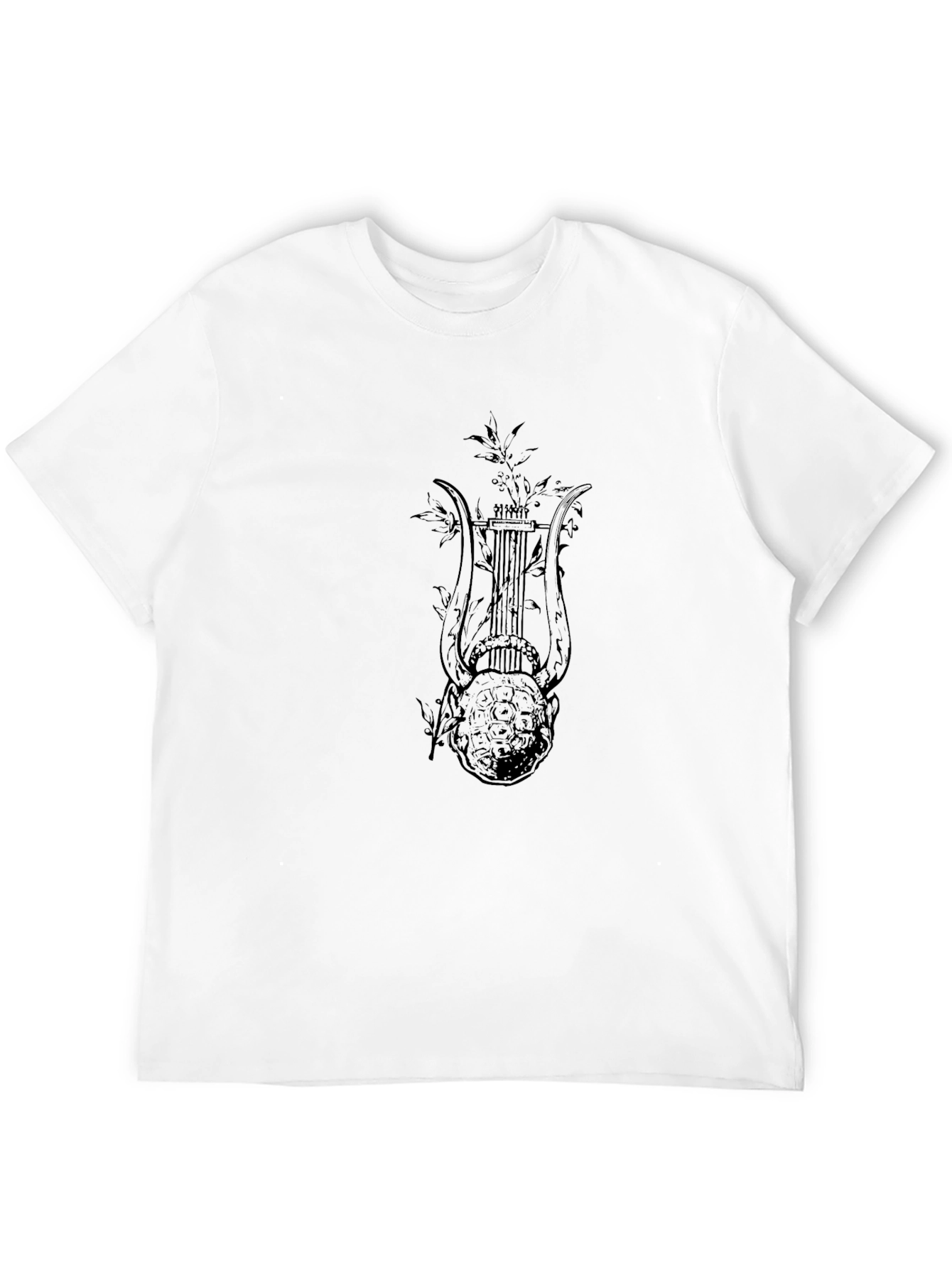 Mens Black T-Shirt with Lyre Graphic Print