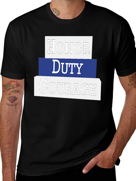 Honor Duty Courage Graphic Tee - Mens Black T-Shirt