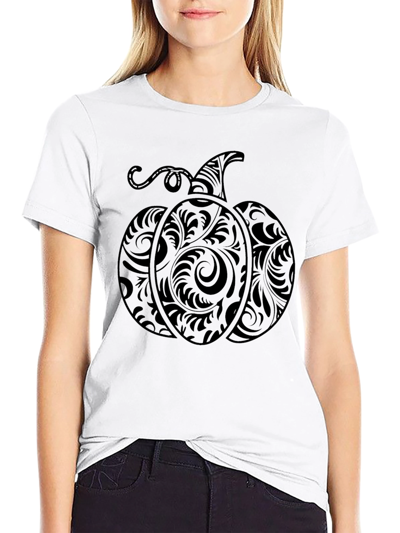 Mens Black Pumpkin Graphic T-Shirt