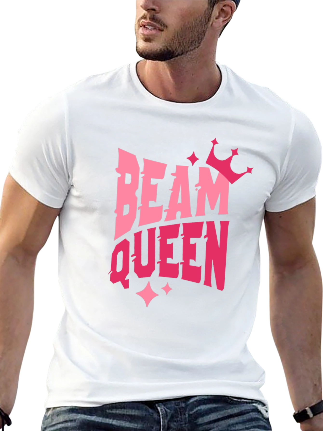 Beam Queen Graphic T-Shirt - Pink Design on Black