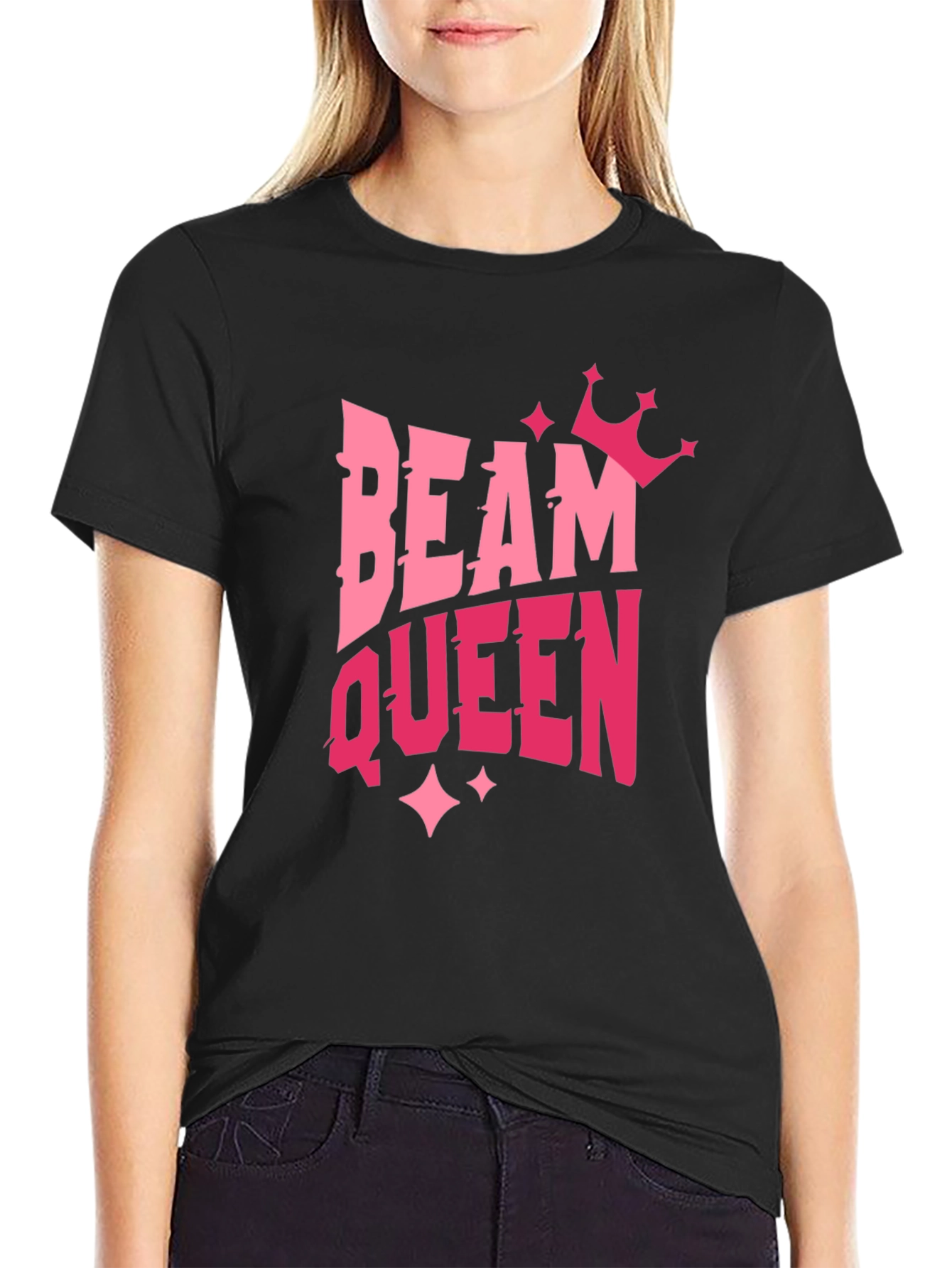 Beam Queen Graphic T-Shirt - Pink Design on Black