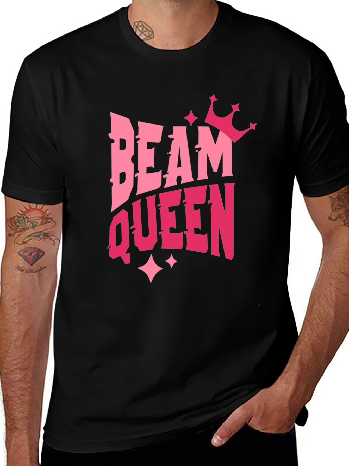 Beam Queen Graphic T-Shirt - Pink Design on Black