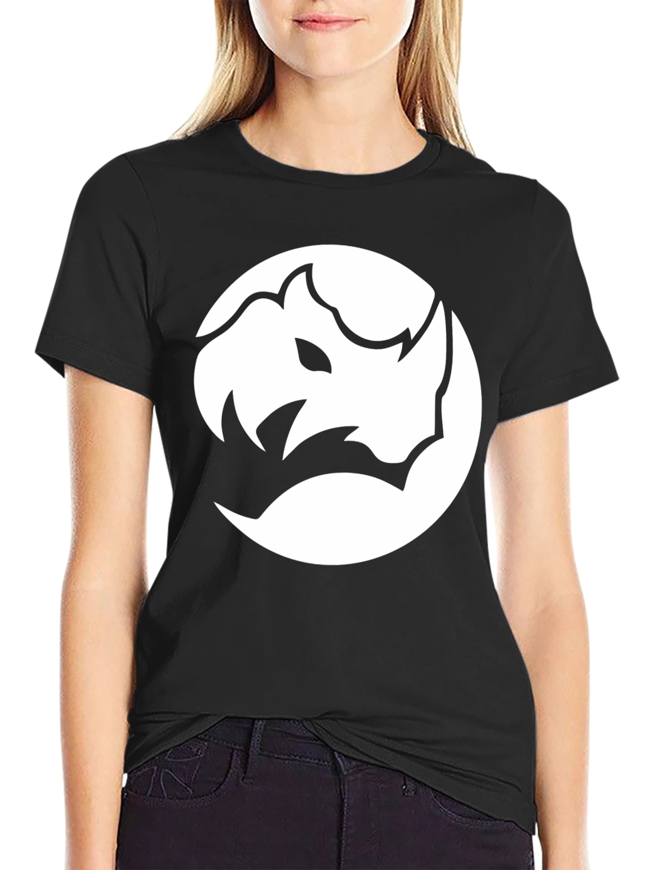 Rhino Graphic Tee - Modern Black Crew Neck Shirt