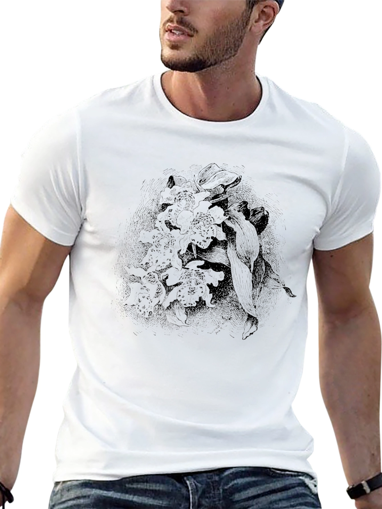 Mens Black Graphic Print Tee