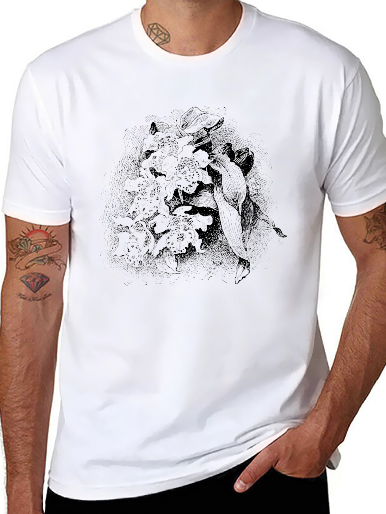 Mens Black Graphic Print Tee