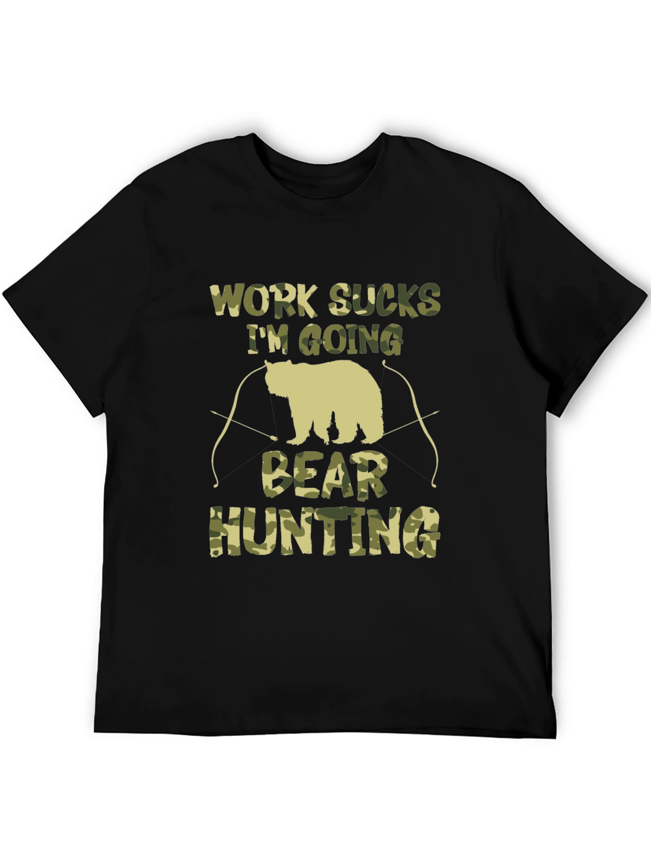 Work Sucks Bear Hunting Camo T-Shirt