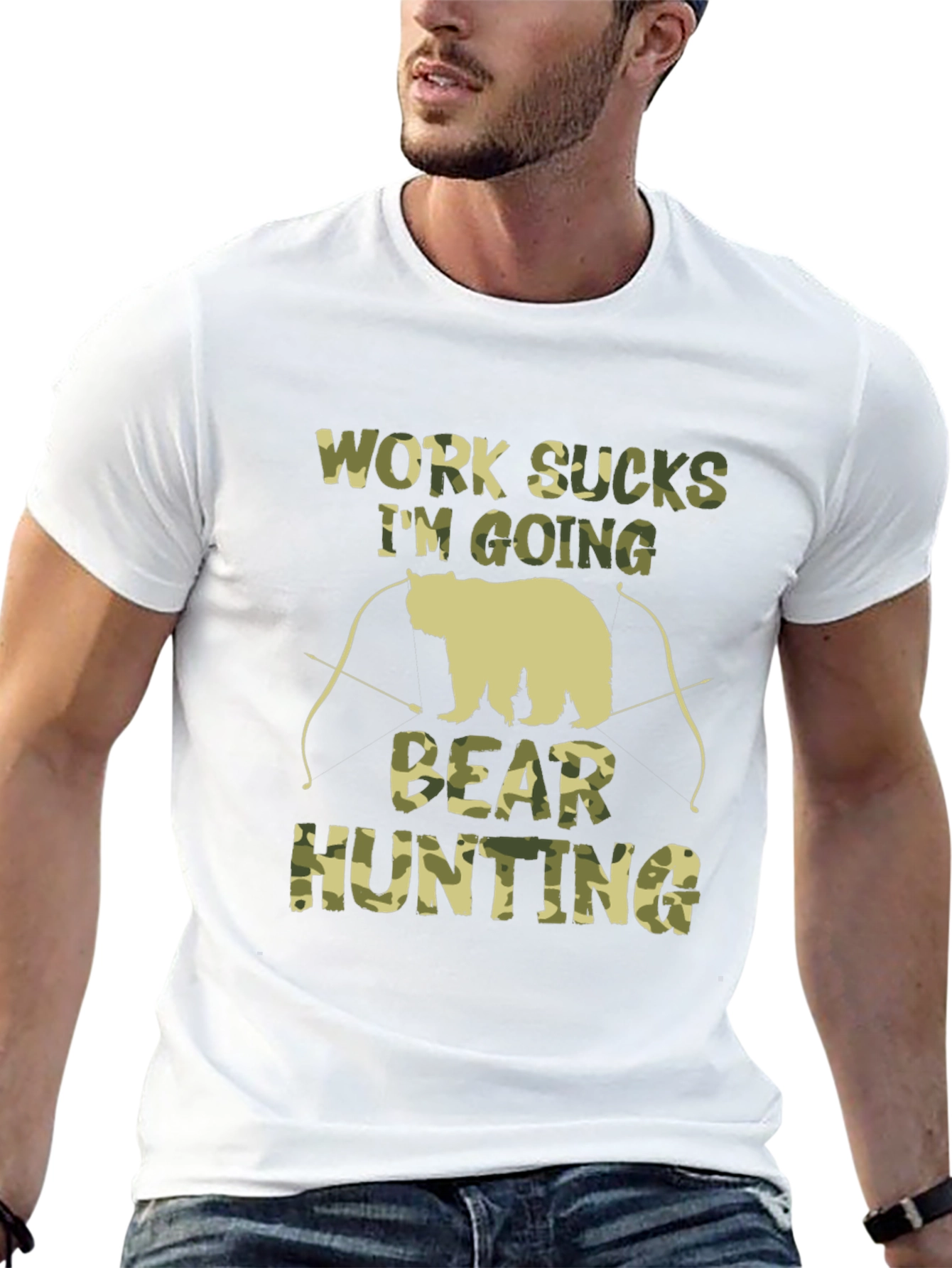Work Sucks Bear Hunting Camo T-Shirt