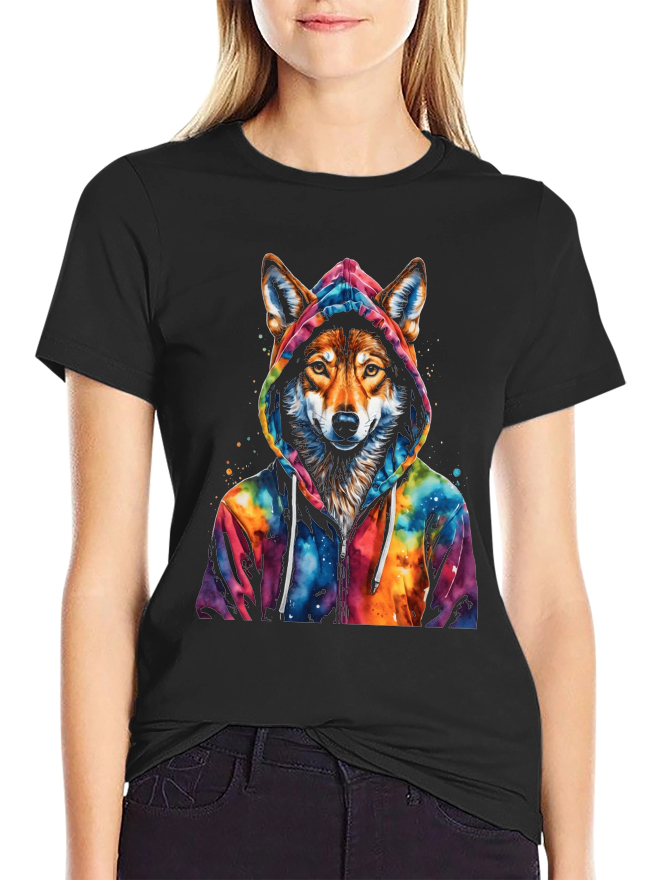 Wolf in Hoodie Graphic Tee