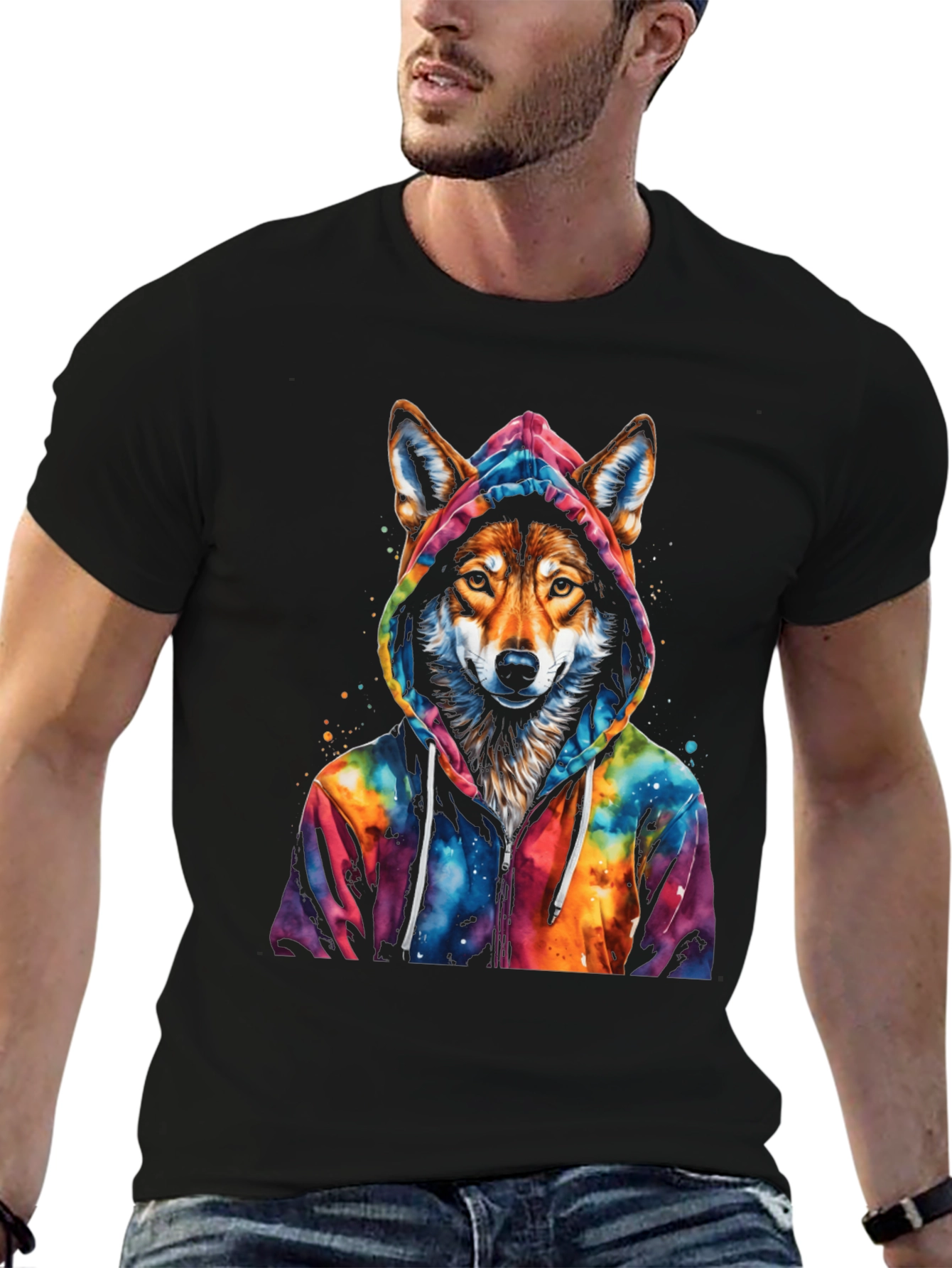 Wolf in Hoodie Graphic Tee