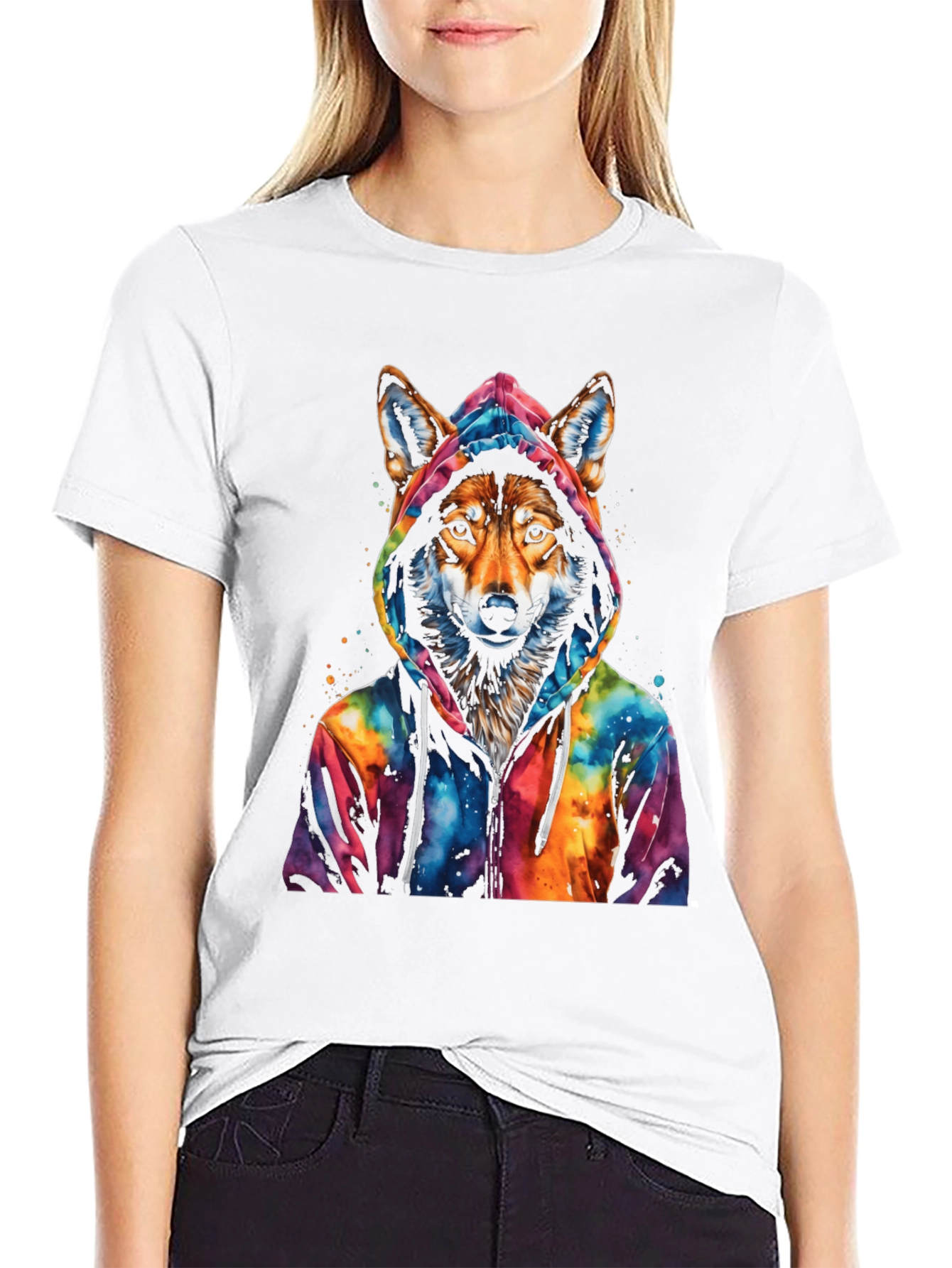 Wolf in Hoodie Graphic Tee