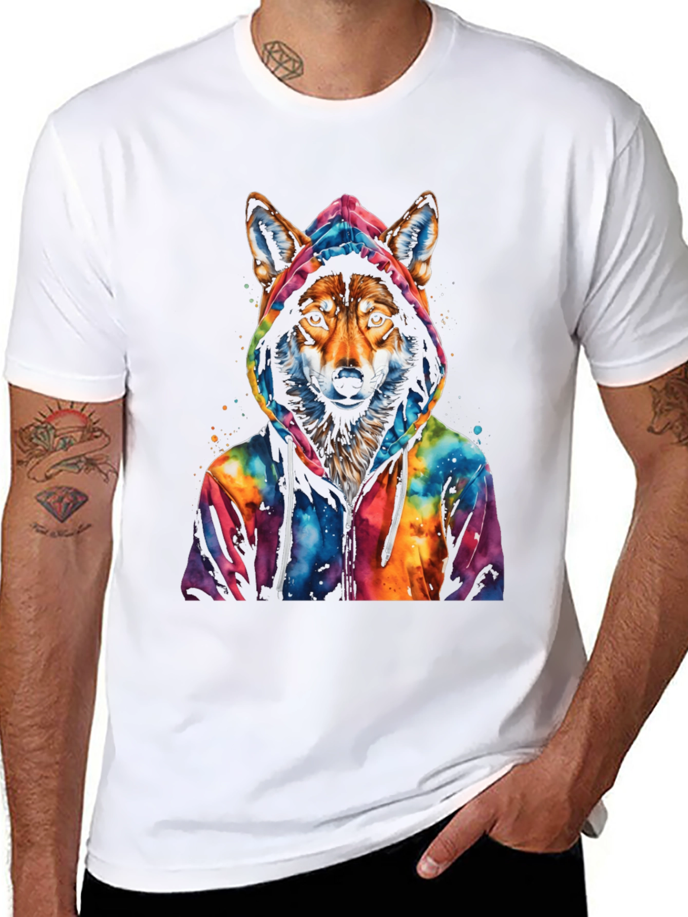 Wolf in Hoodie Graphic Tee