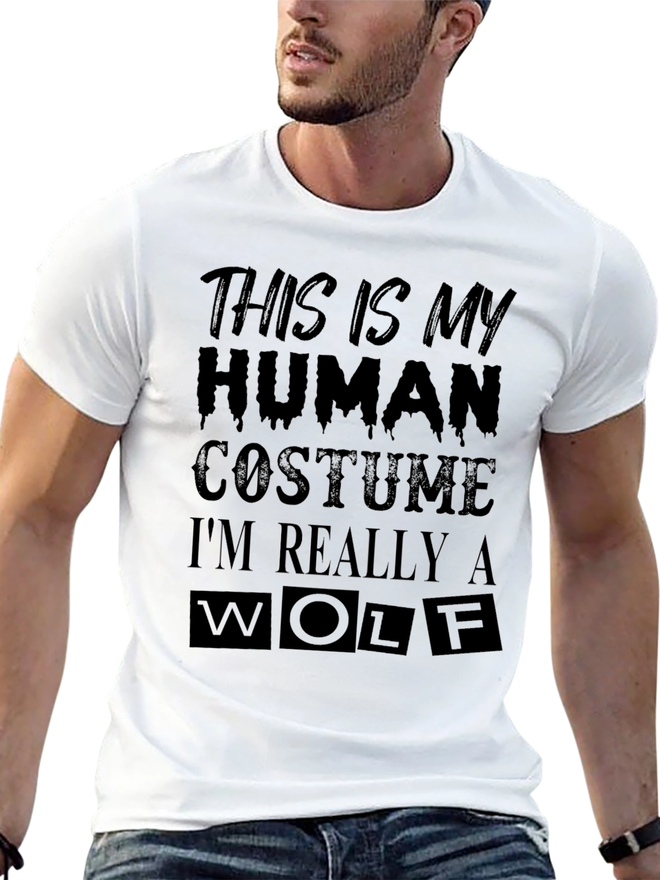 Funny Halloween Wolf Costume Graphic T-Shirt