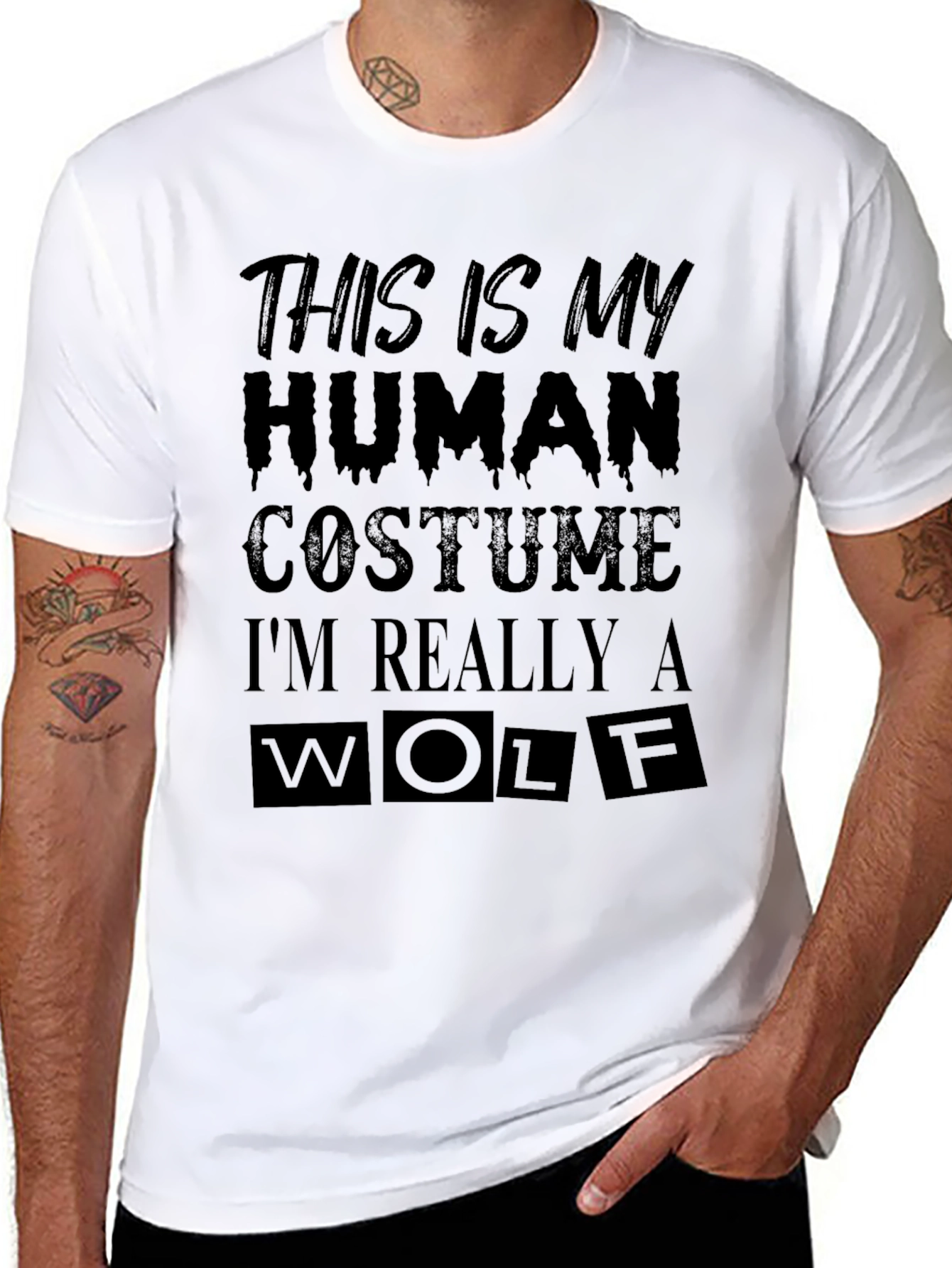 Funny Halloween Wolf Costume Graphic T-Shirt