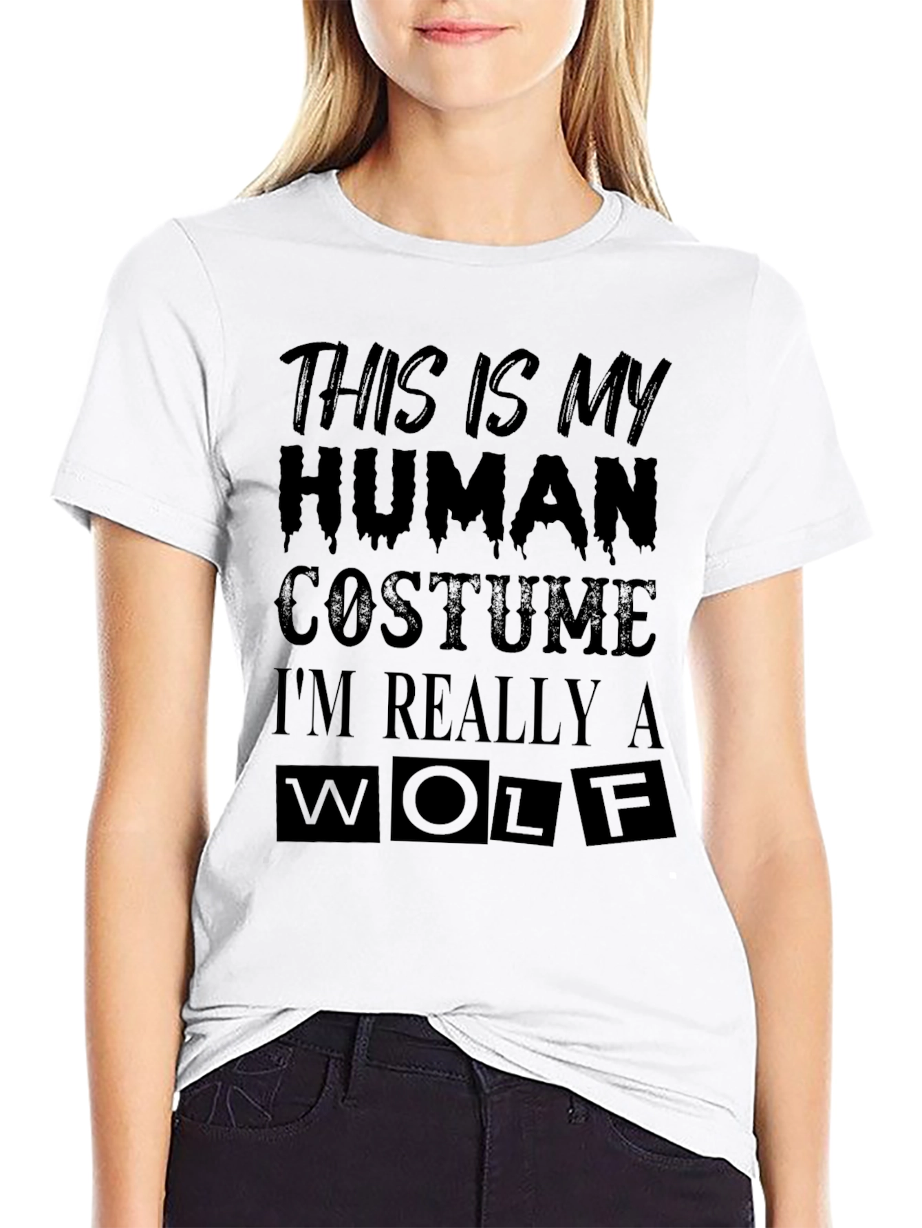 Funny Halloween Wolf Costume Graphic T-Shirt